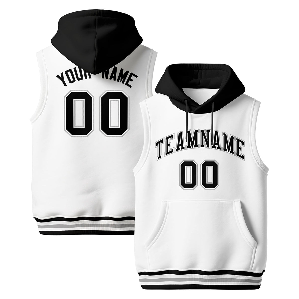 Custom White Black Gray sleeveless Classic style Hoodie| KXKSHOP