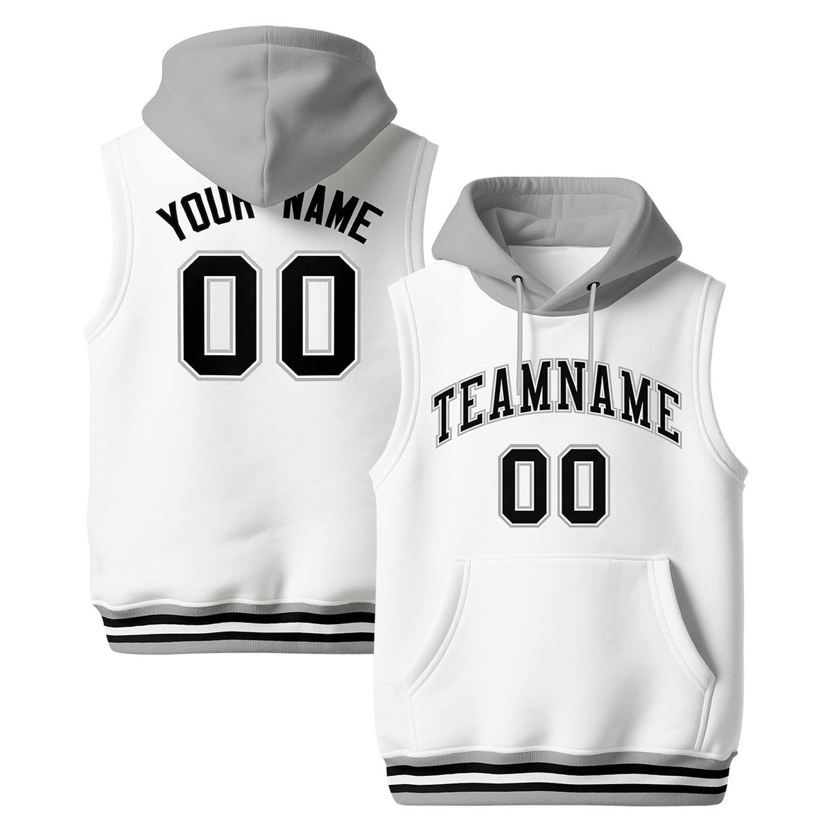 Custom White Gray Black sleeveless Classic style Hoodie| KXKSHOP