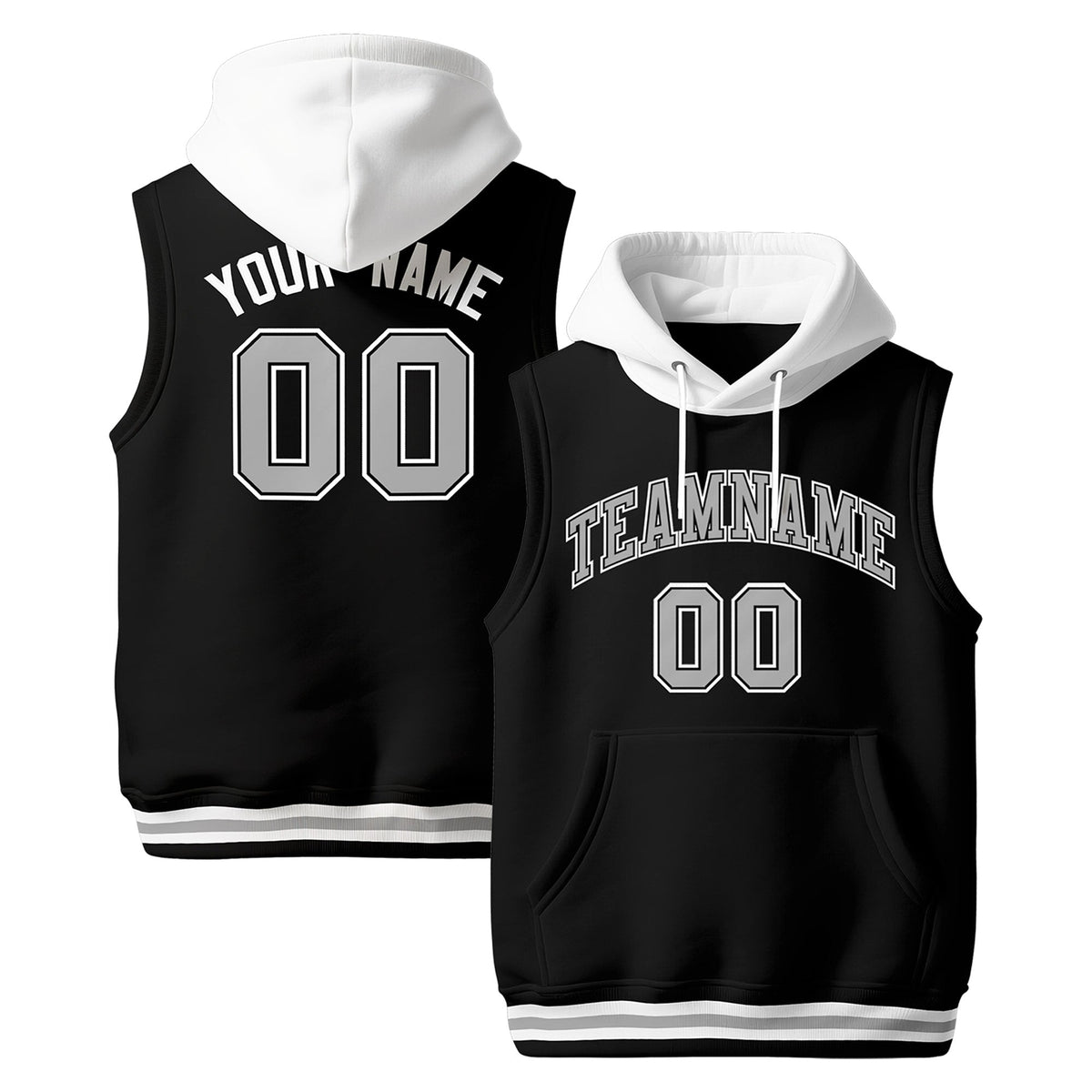 Custom Black White Gray sleeveless Classic style Hoodie| KXKSHOP