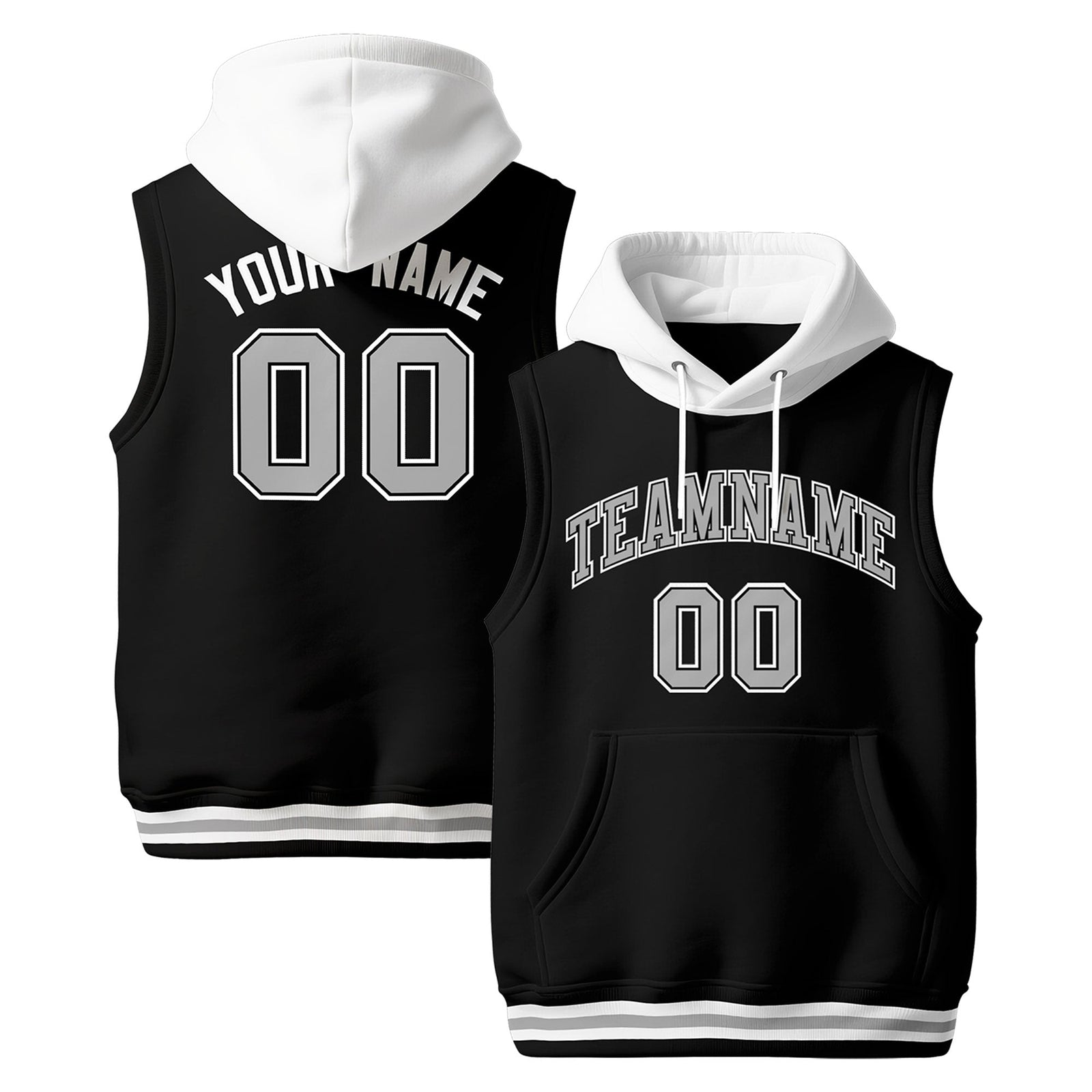 Custom Black White Gray sleeveless Classic style Hoodie| KXKSHOP