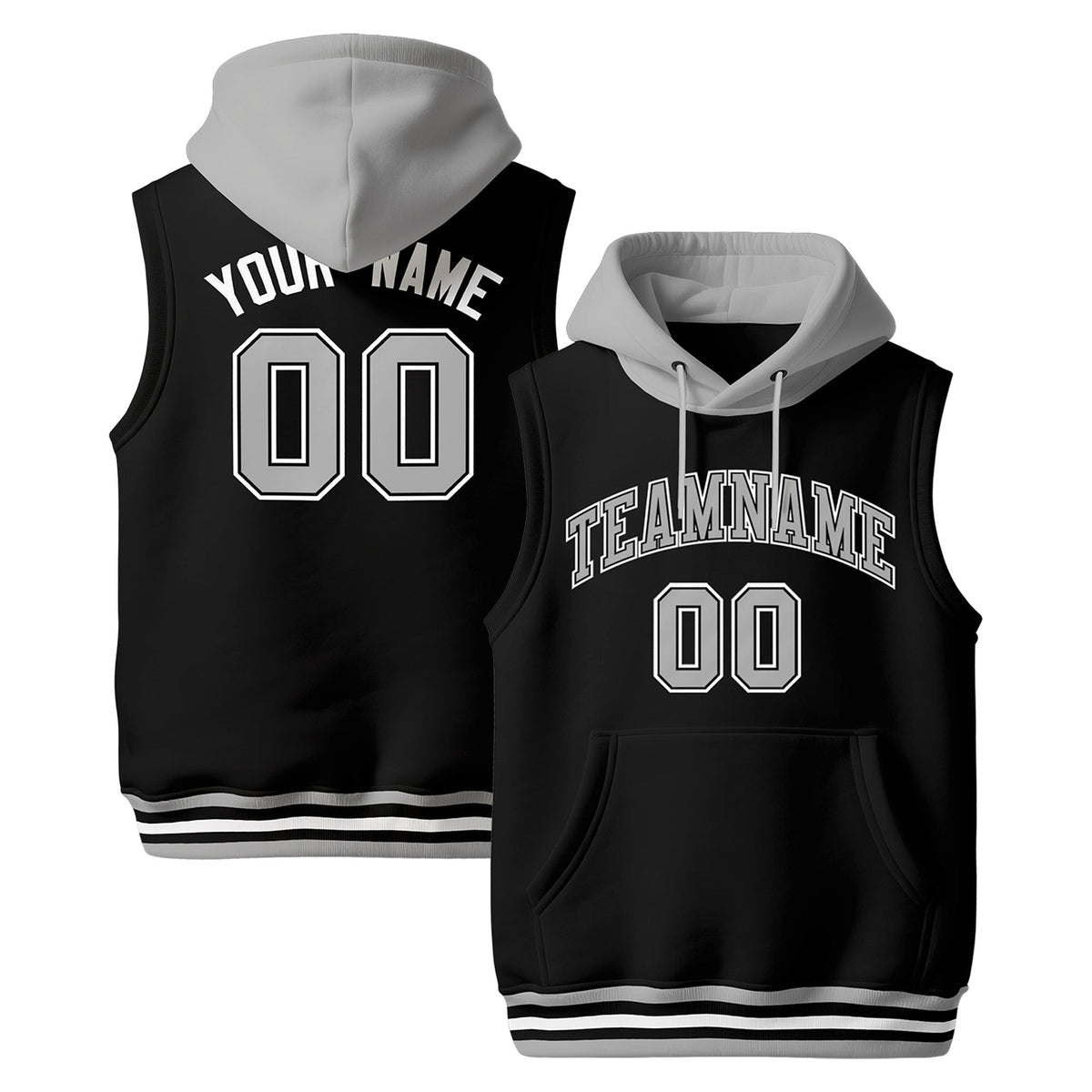 Custom Black Gray White sleeveless Classic style Hoodie| KXKSHOP