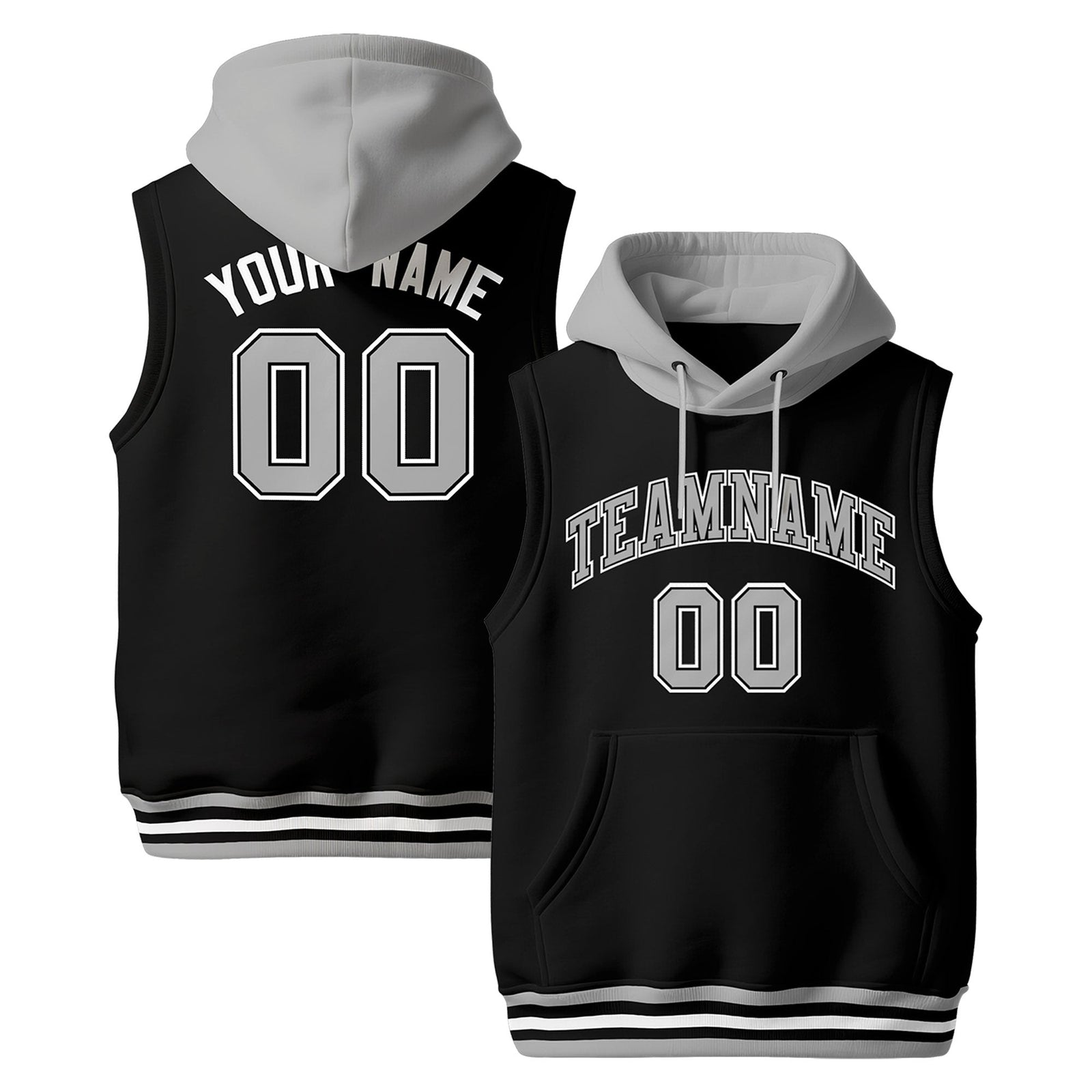 Custom Black Gray White sleeveless Classic style Hoodie| KXKSHOP