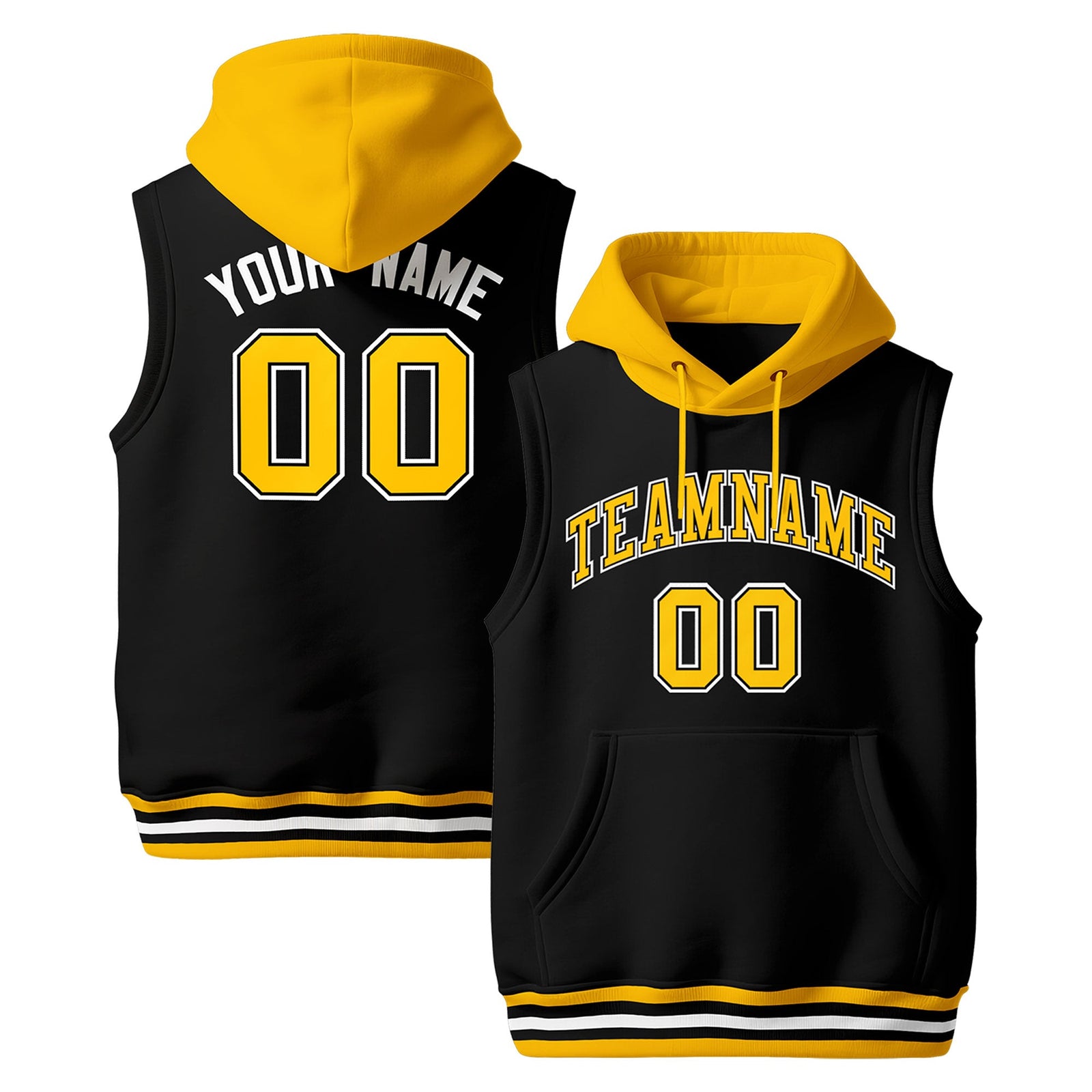 Custom Black Gold White sleeveless Classic style Hoodie| KXKSHOP