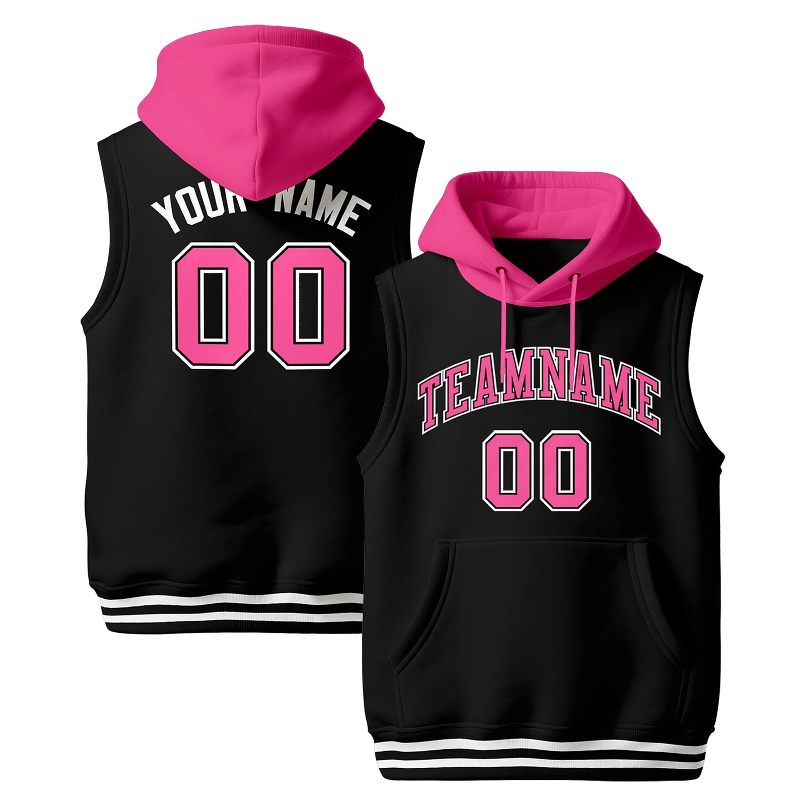 Custom Black Pink White sleeveless Classic style Hoodie| KXKSHOP