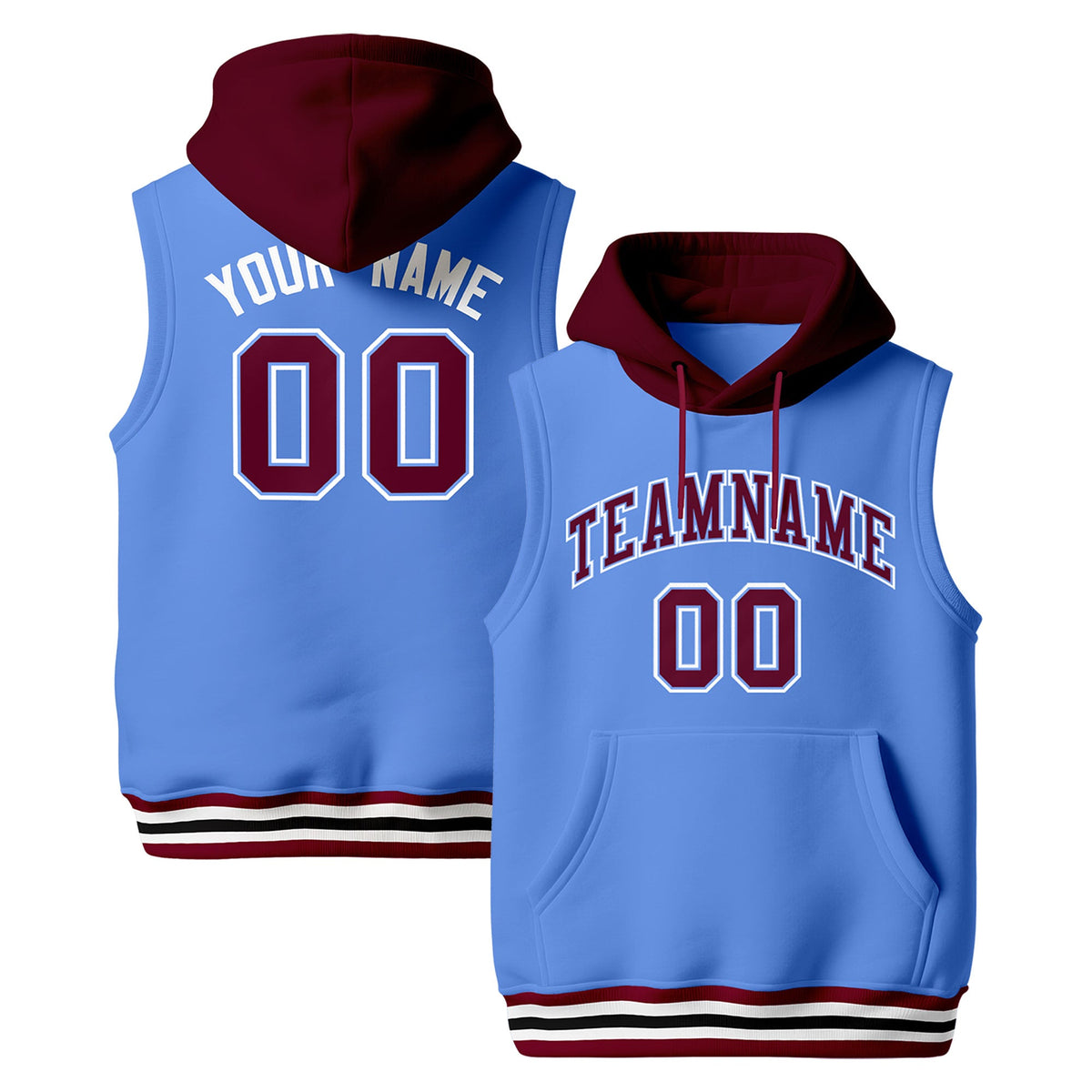 Custom Black Crimson White sleeveless Classic style Hoodie| KXKSHOP