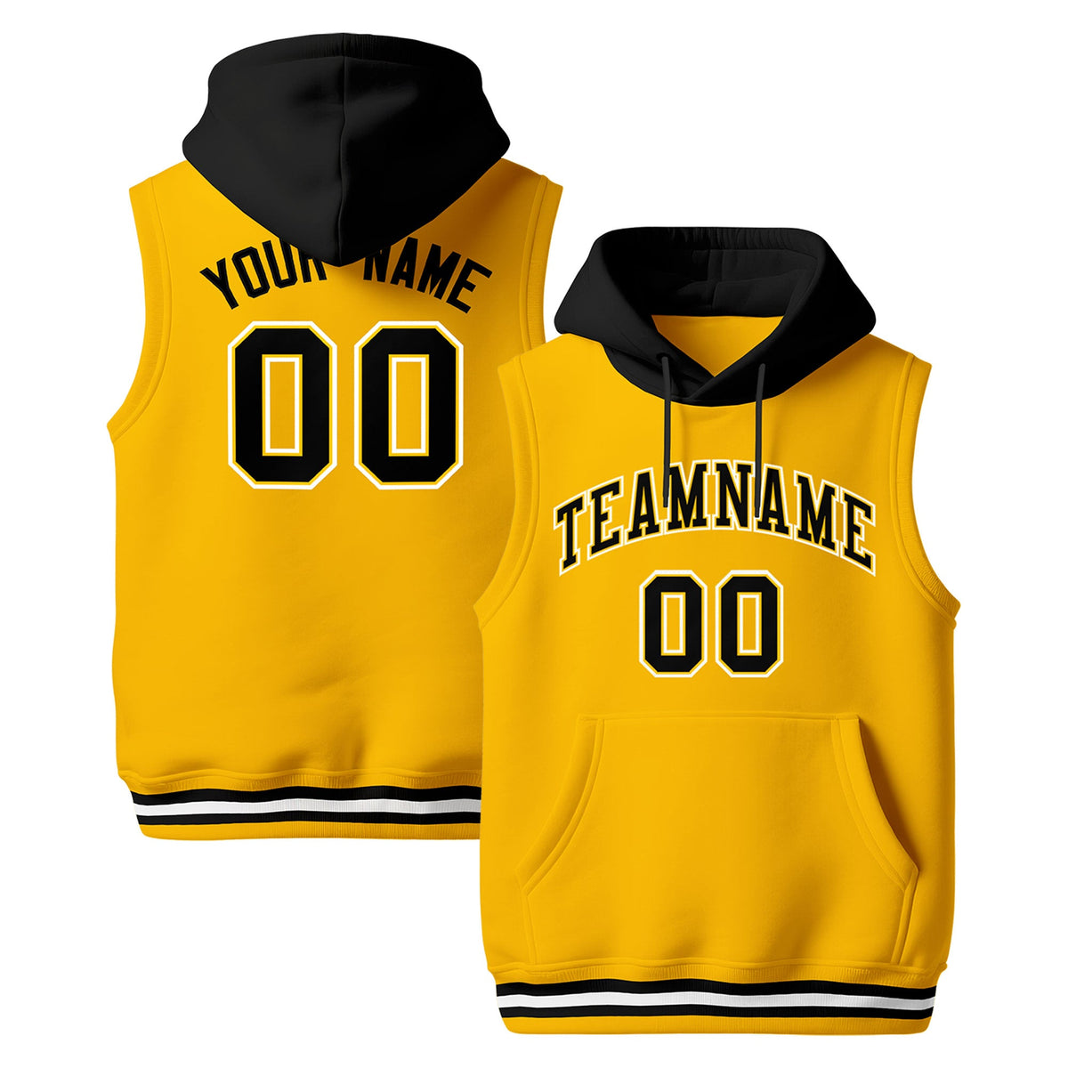 Custom Gold Black White sleeveless Classic style Hoodie| KXKSHOP