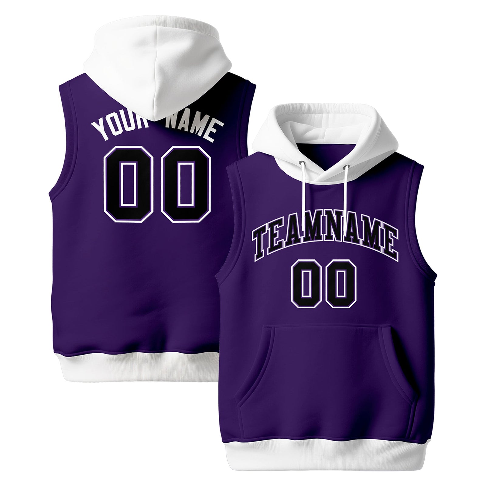 Custom Purple White Black sleeveless Classic style Hoodie| KXKSHOP