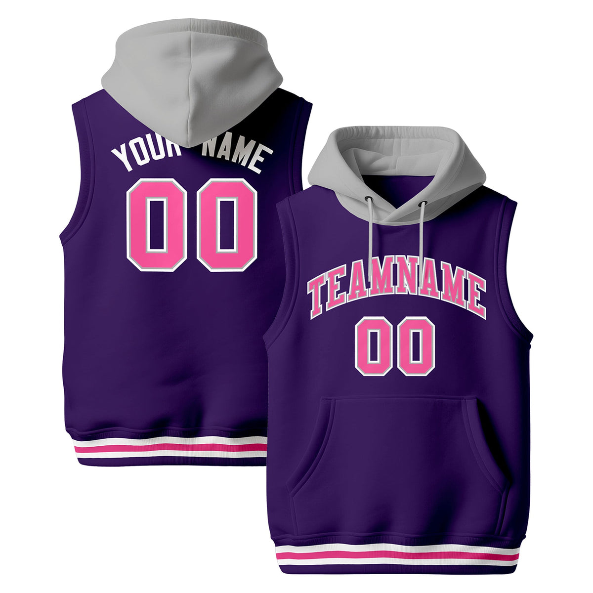 Custom Purple Gray White sleeveless Classic style Hoodie| KXKSHOP