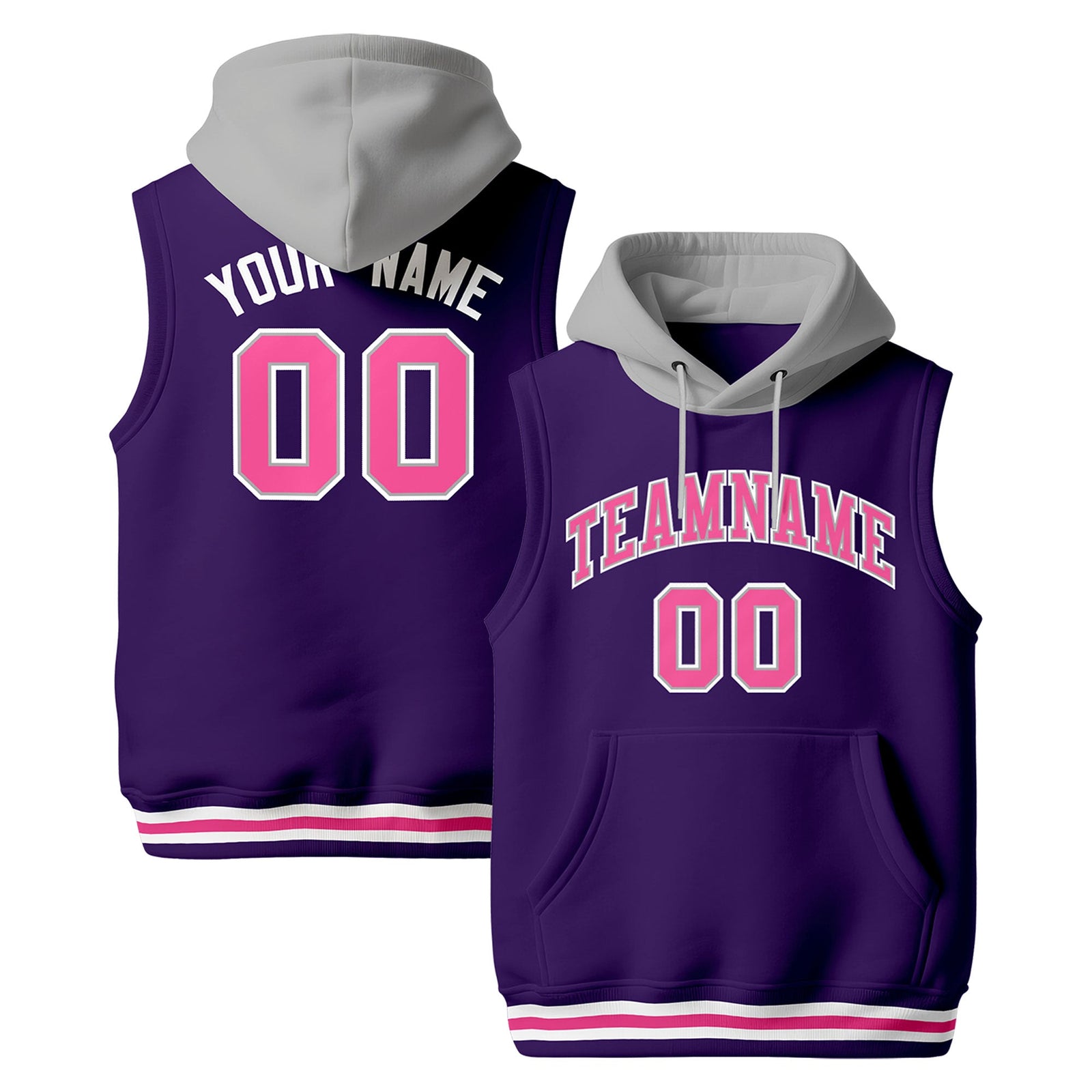Custom Purple Gray White sleeveless Classic style Hoodie| KXKSHOP