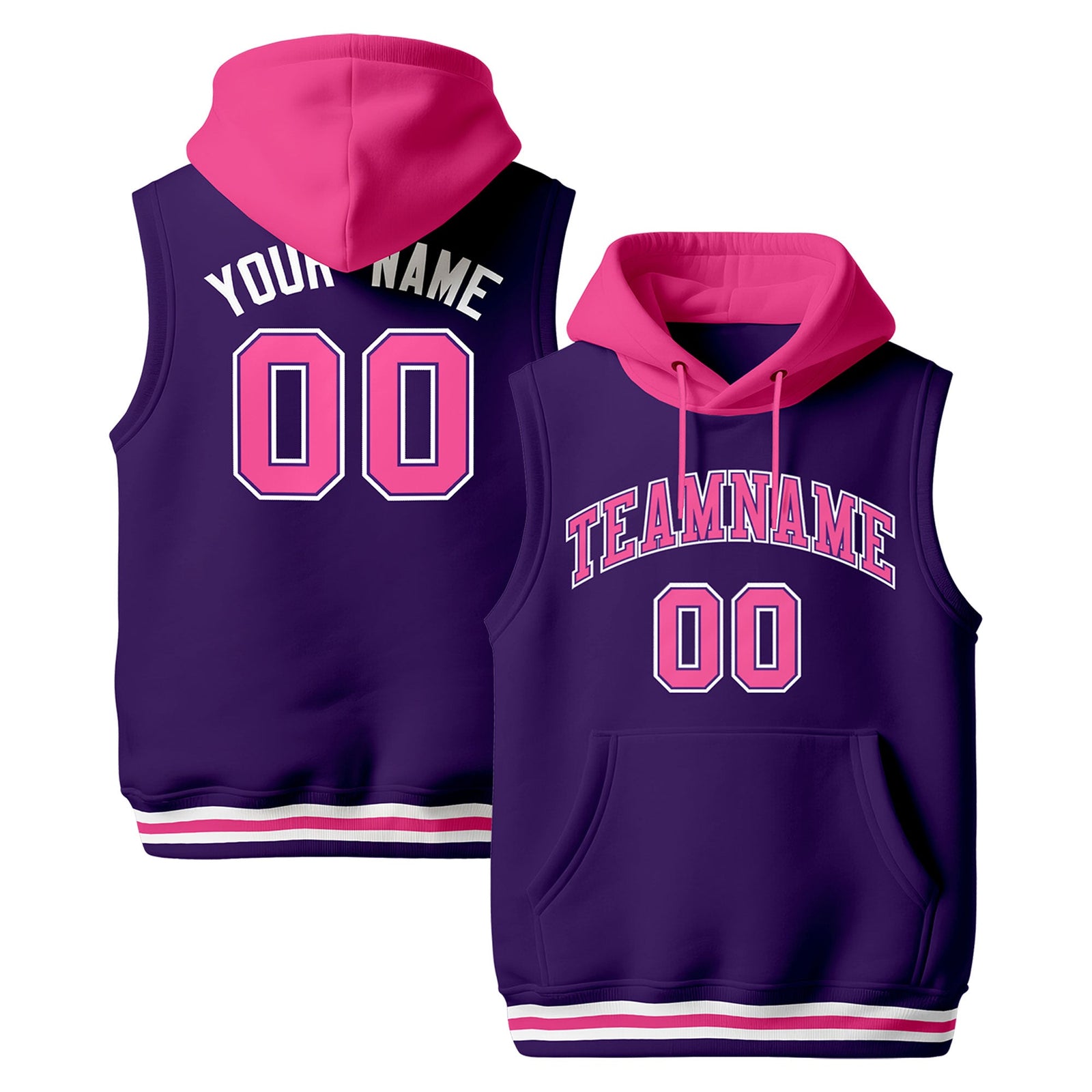 Custom Purple Pink White sleeveless Classic style Hoodie| KXKSHOP