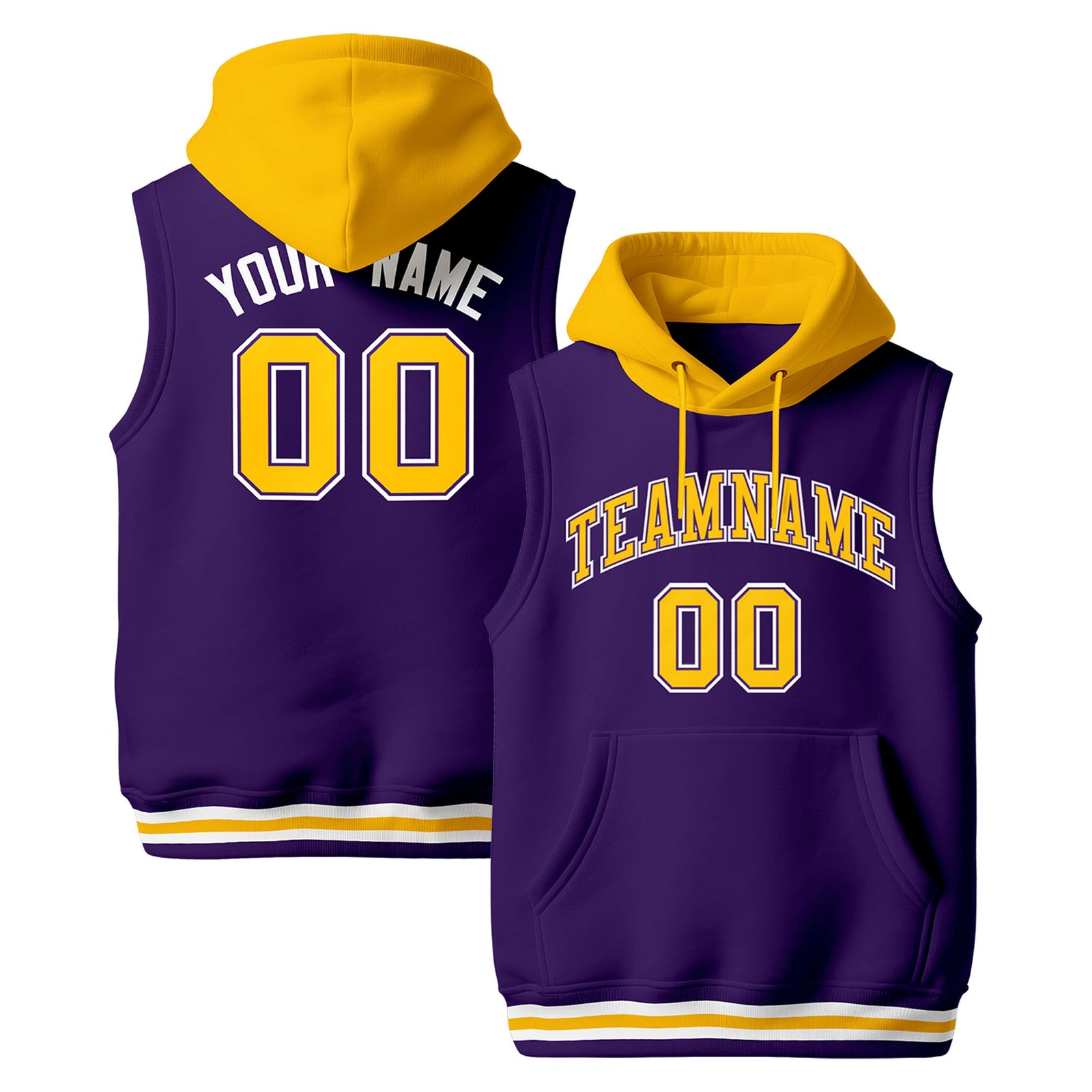Custom Purple Gold White sleeveless Classic style Hoodie| KXKSHOP