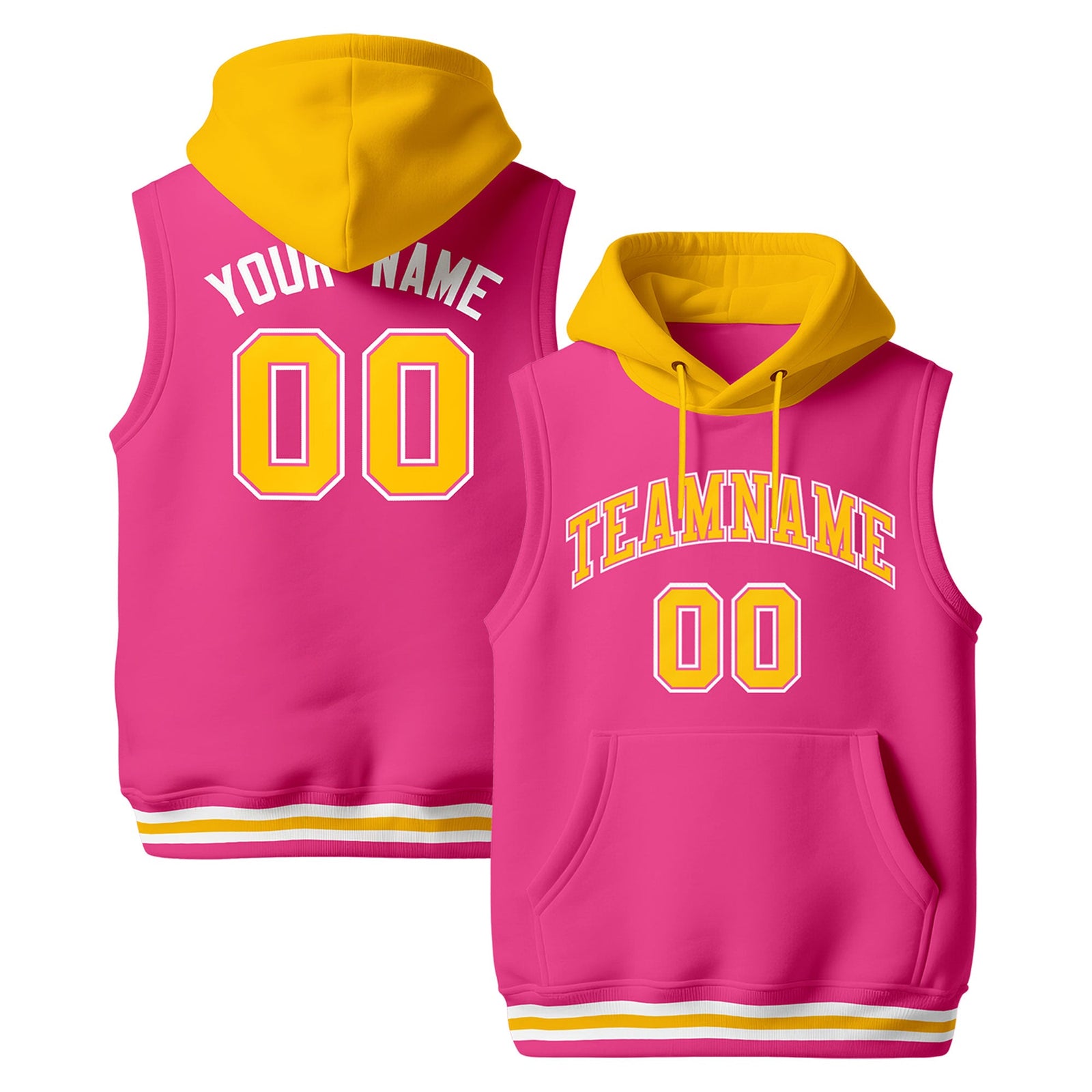 Custom Pink Gold White sleeveless Classic style Hoodie| KXKSHOP