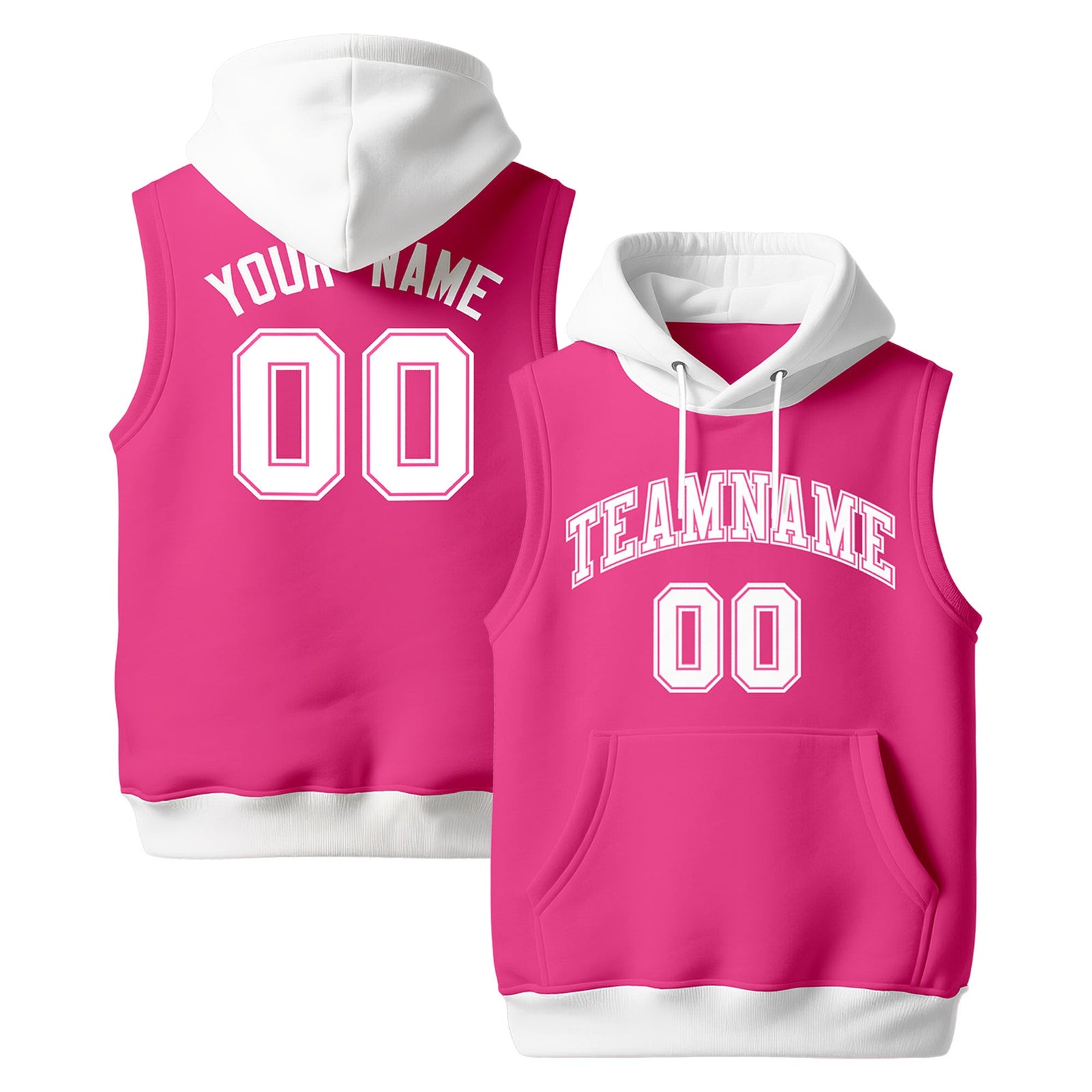 Custom Pink White sleeveless Classic style Hoodie| KXKSHOP