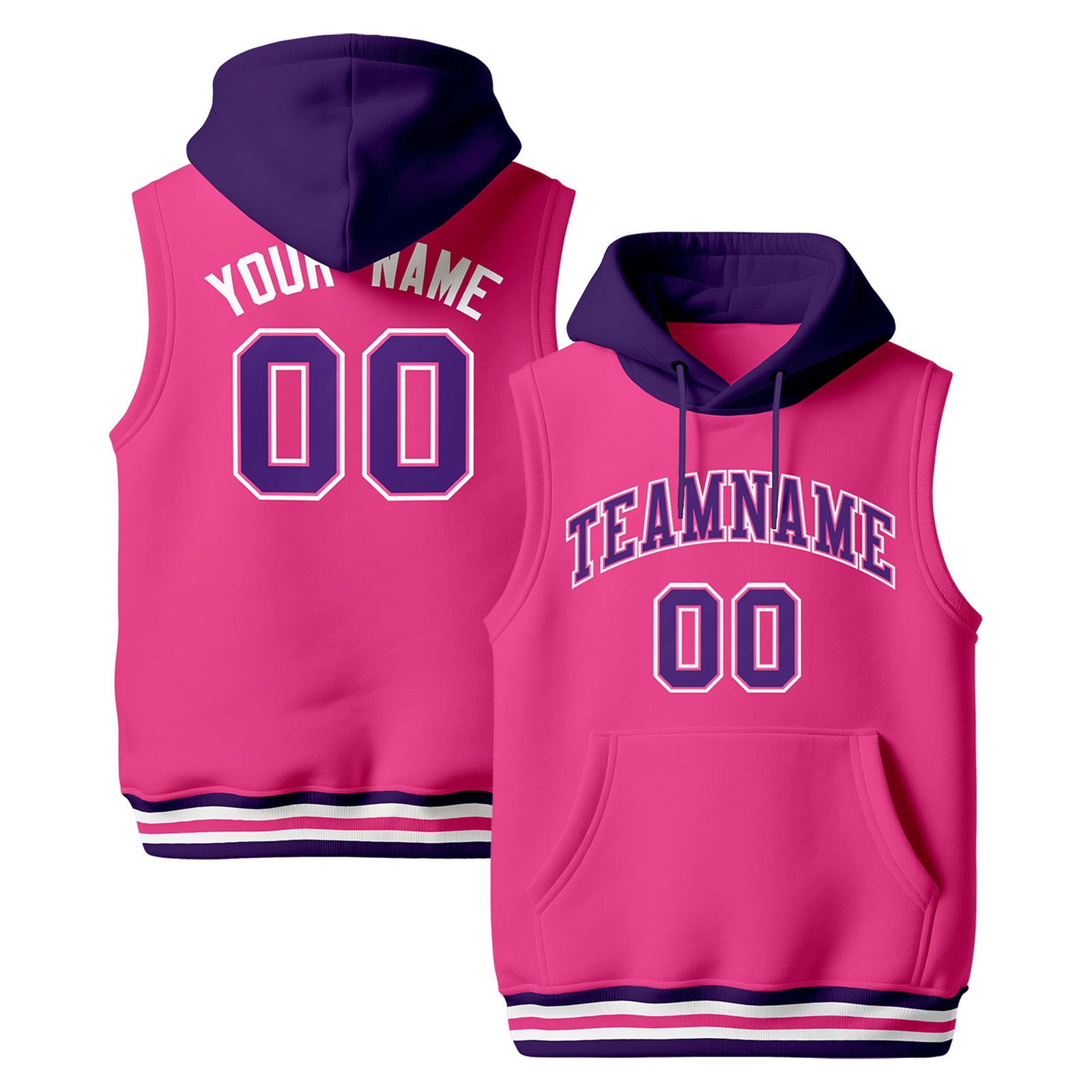 Custom Pink Purple White sleeveless Classic style Hoodie| KXKSHOP