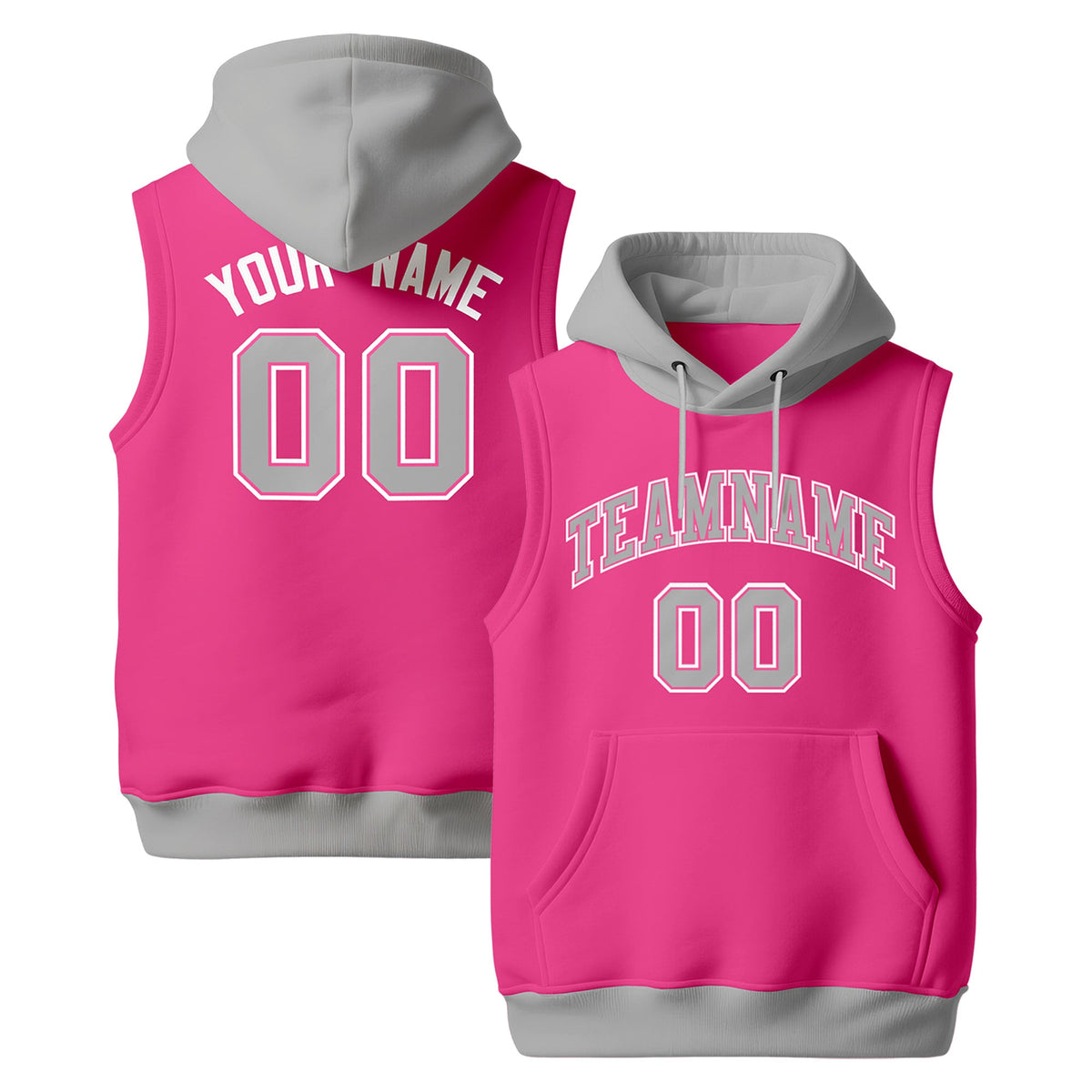 Custom Pink Gray White sleeveless Classic style Hoodie| KXKSHOP