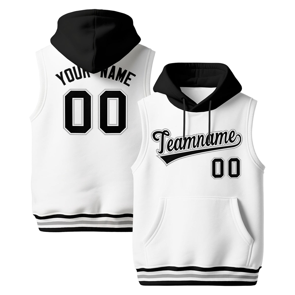 Custom White Black Gray sleeveless Classic style Hoodie| KXKSHOP