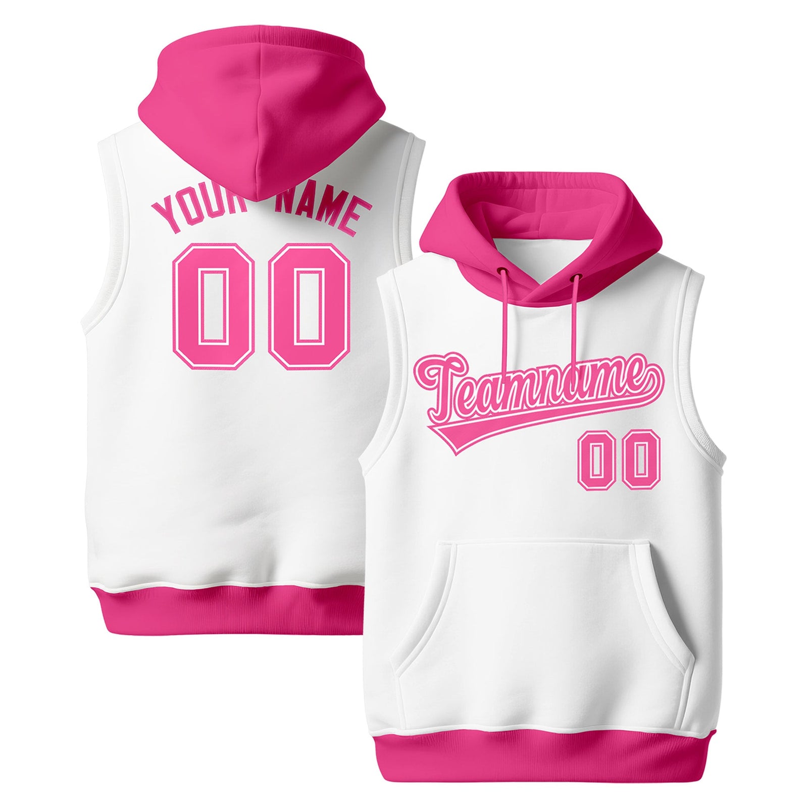 Custom White Pink sleeveless Classic style Hoodie| KXKSHOP