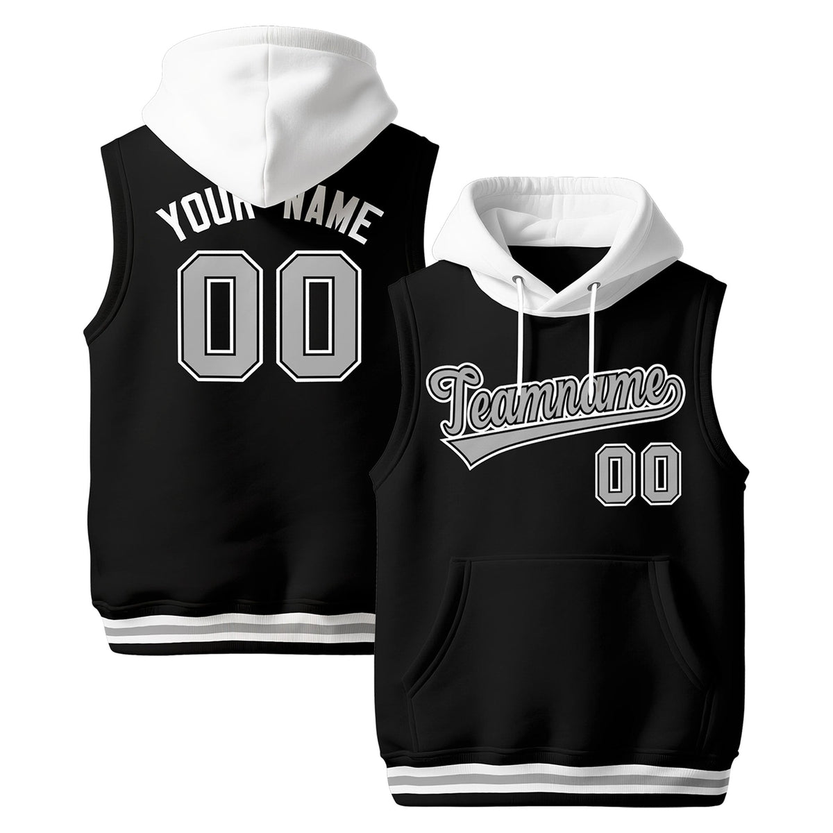 Custom Black White Gray sleeveless Classic style Hoodie| KXKSHOP