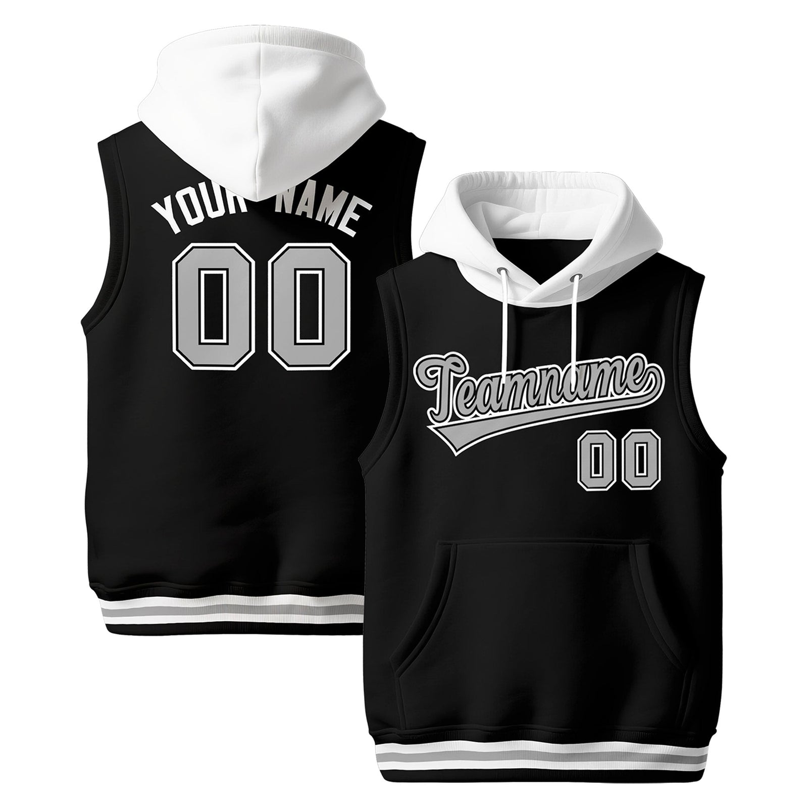 Custom Black White Gray sleeveless Classic style Hoodie| KXKSHOP