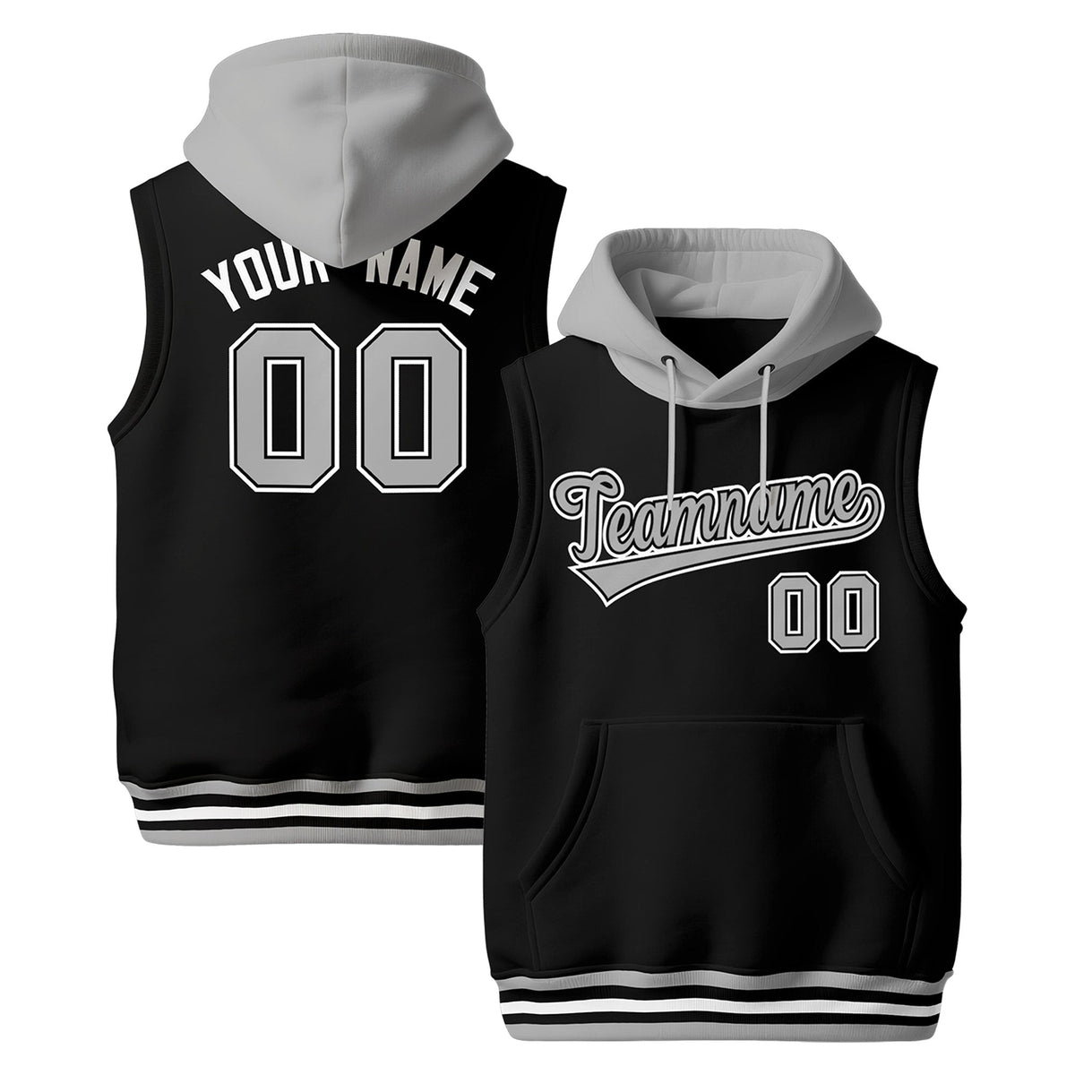 Custom Black Gray White sleeveless Classic style Hoodie| KXKSHOP