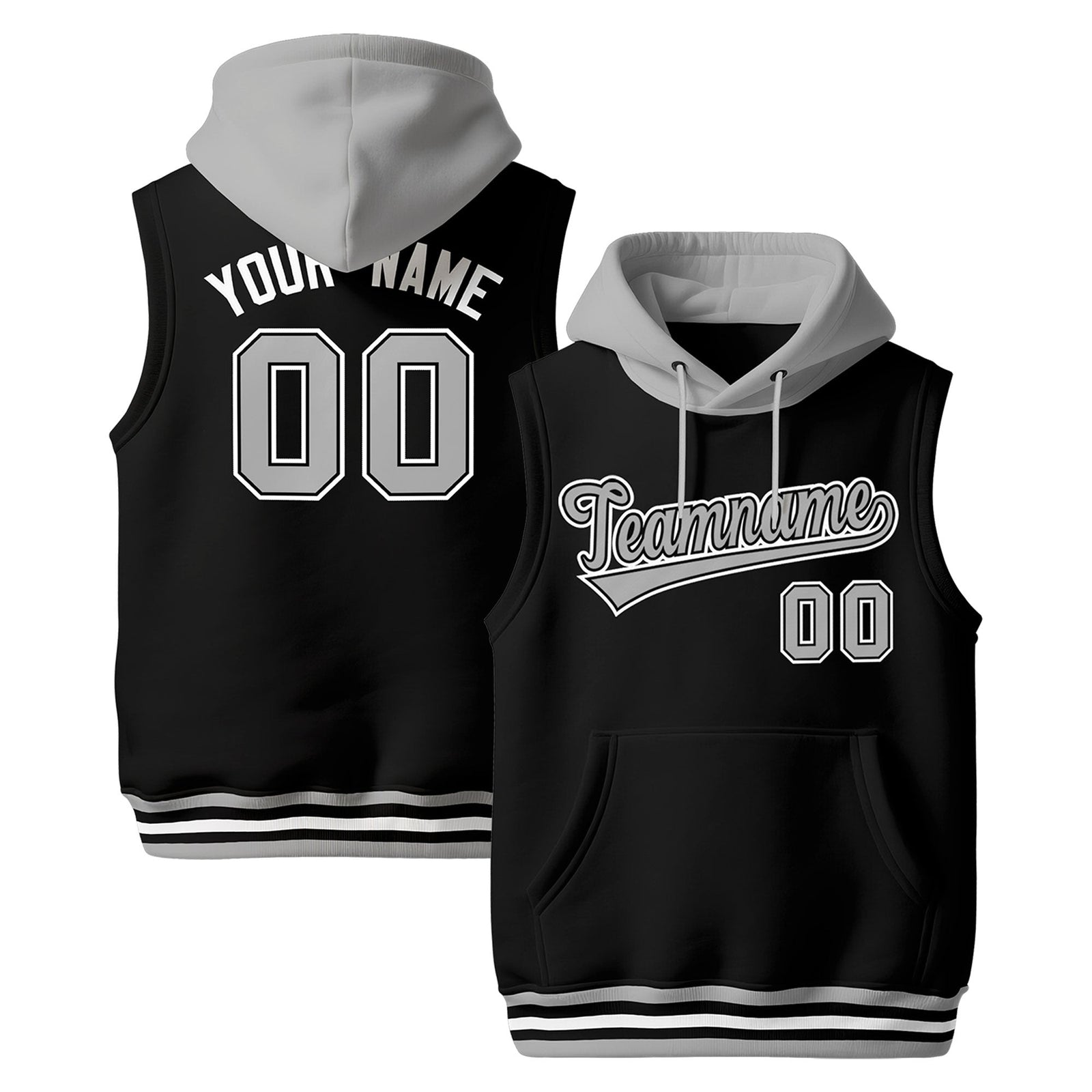Custom Black Gray White sleeveless Classic style Hoodie| KXKSHOP