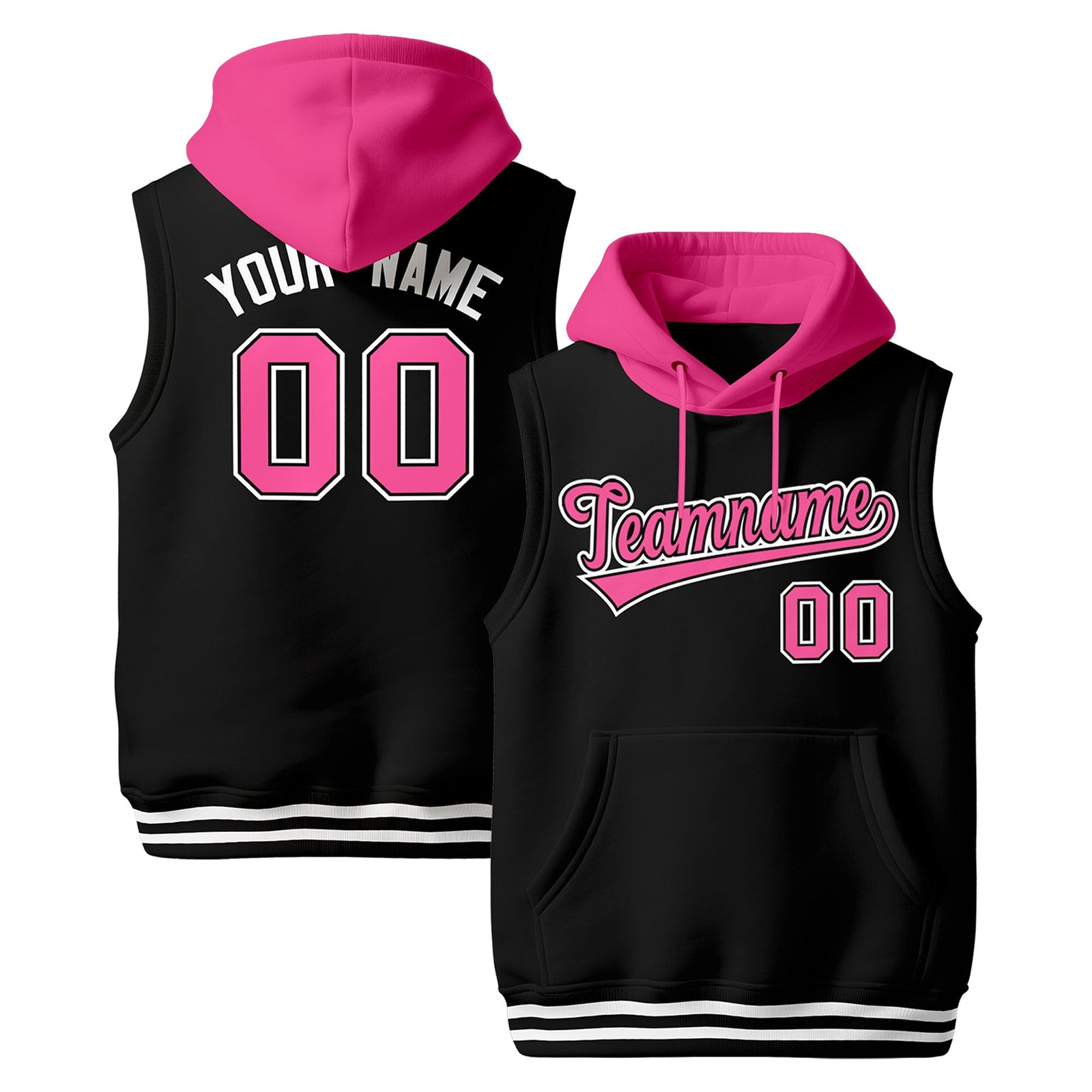 Custom Black Pink White sleeveless Classic style Hoodie| KXKSHOP