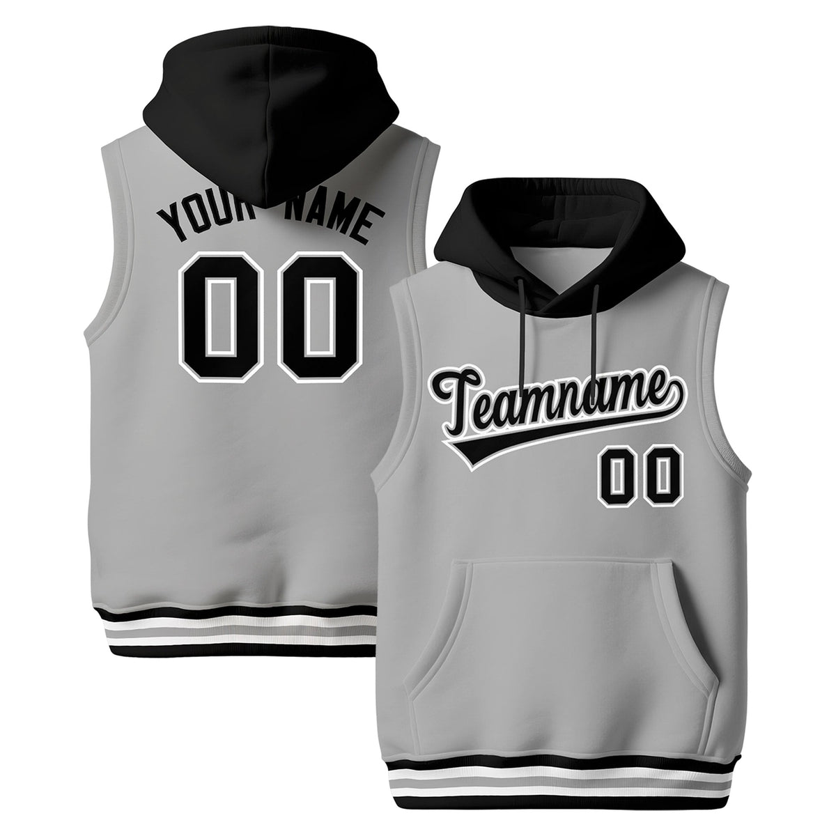Custom Gray Black White sleeveless Classic style Hoodie| KXKSHOP