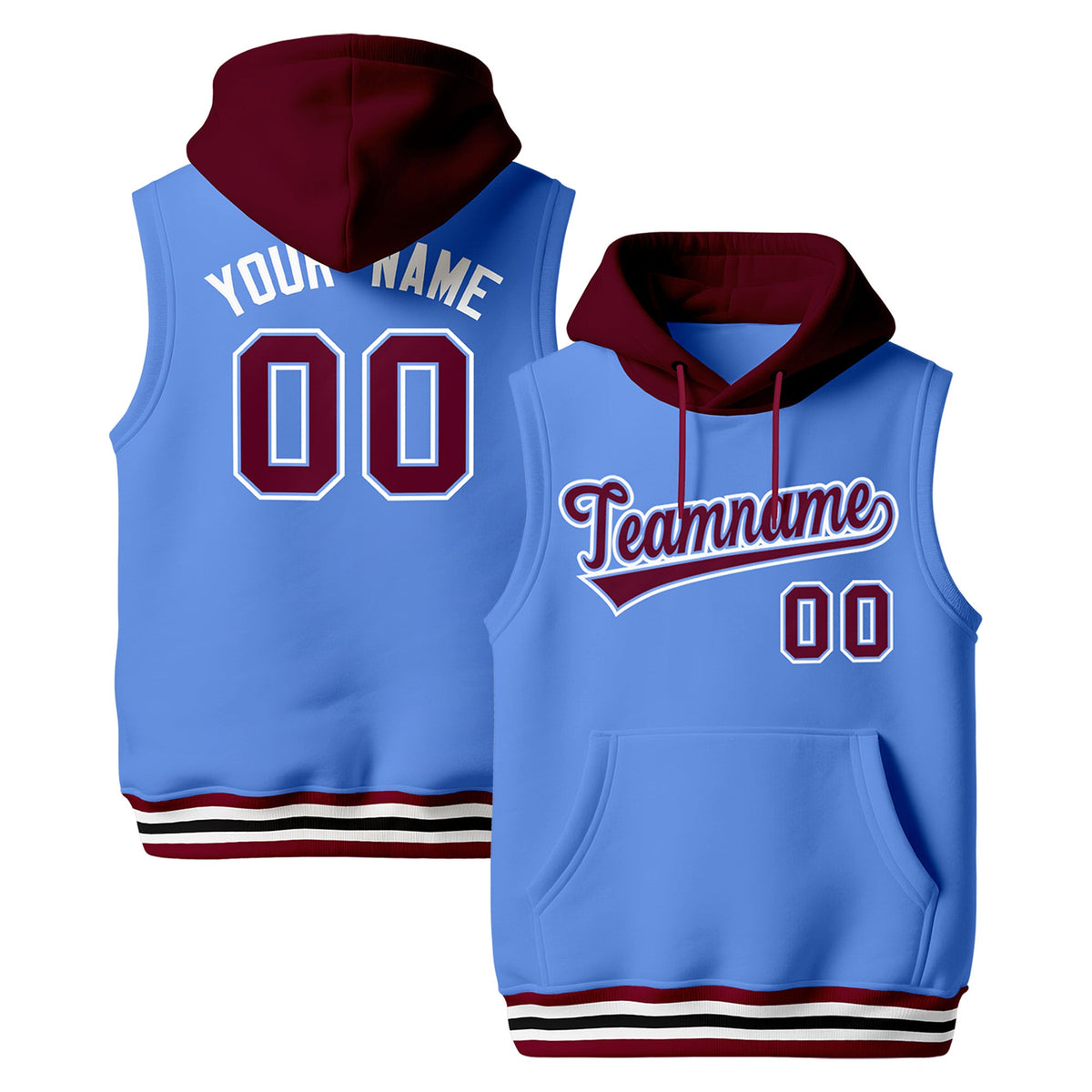 Custom Black Crimson White sleeveless Classic style Hoodie| KXKSHOP