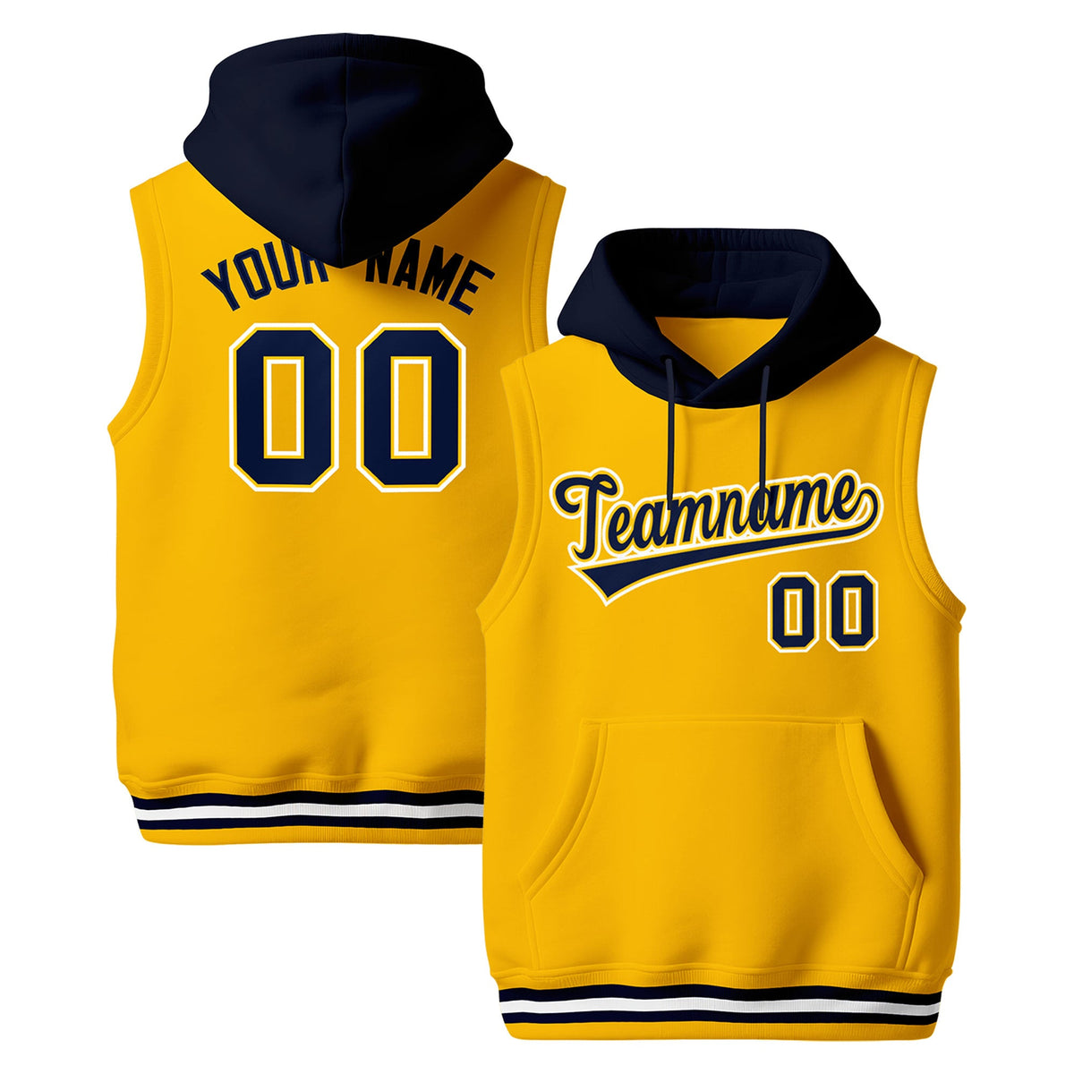 Custom Gold Navy White sleeveless Classic style Hoodie| KXKSHOP
