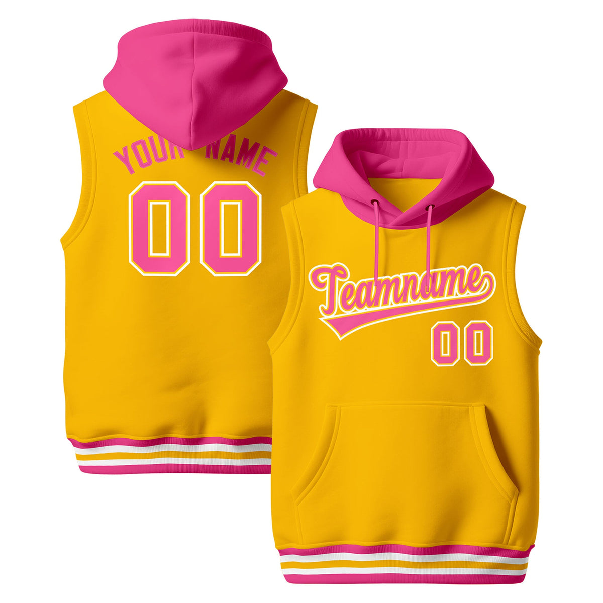 Custom Gold Pink White sleeveless Classic style Hoodie| KXKSHOP