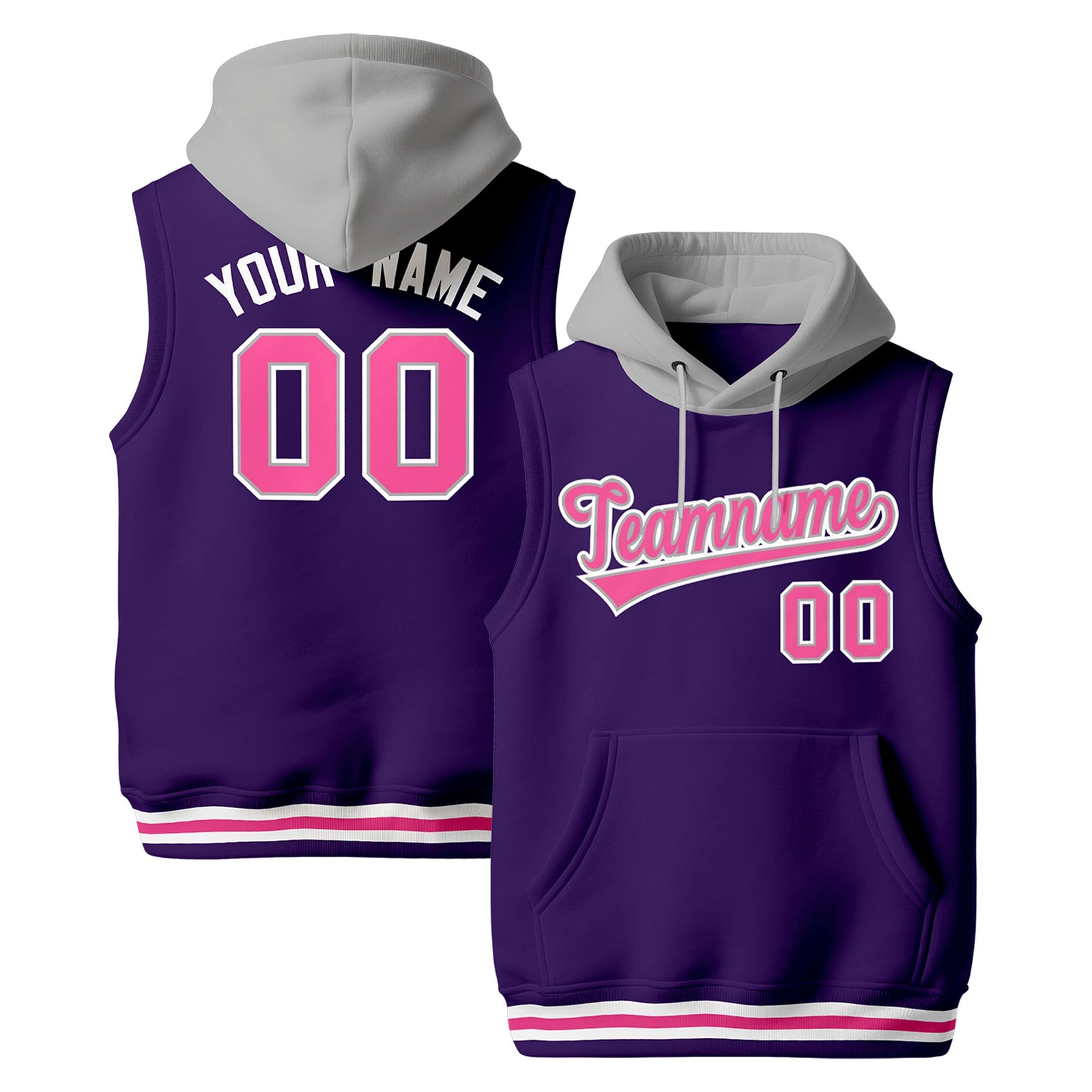 Custom Purple Gray White sleeveless Classic style Hoodie| KXKSHOP