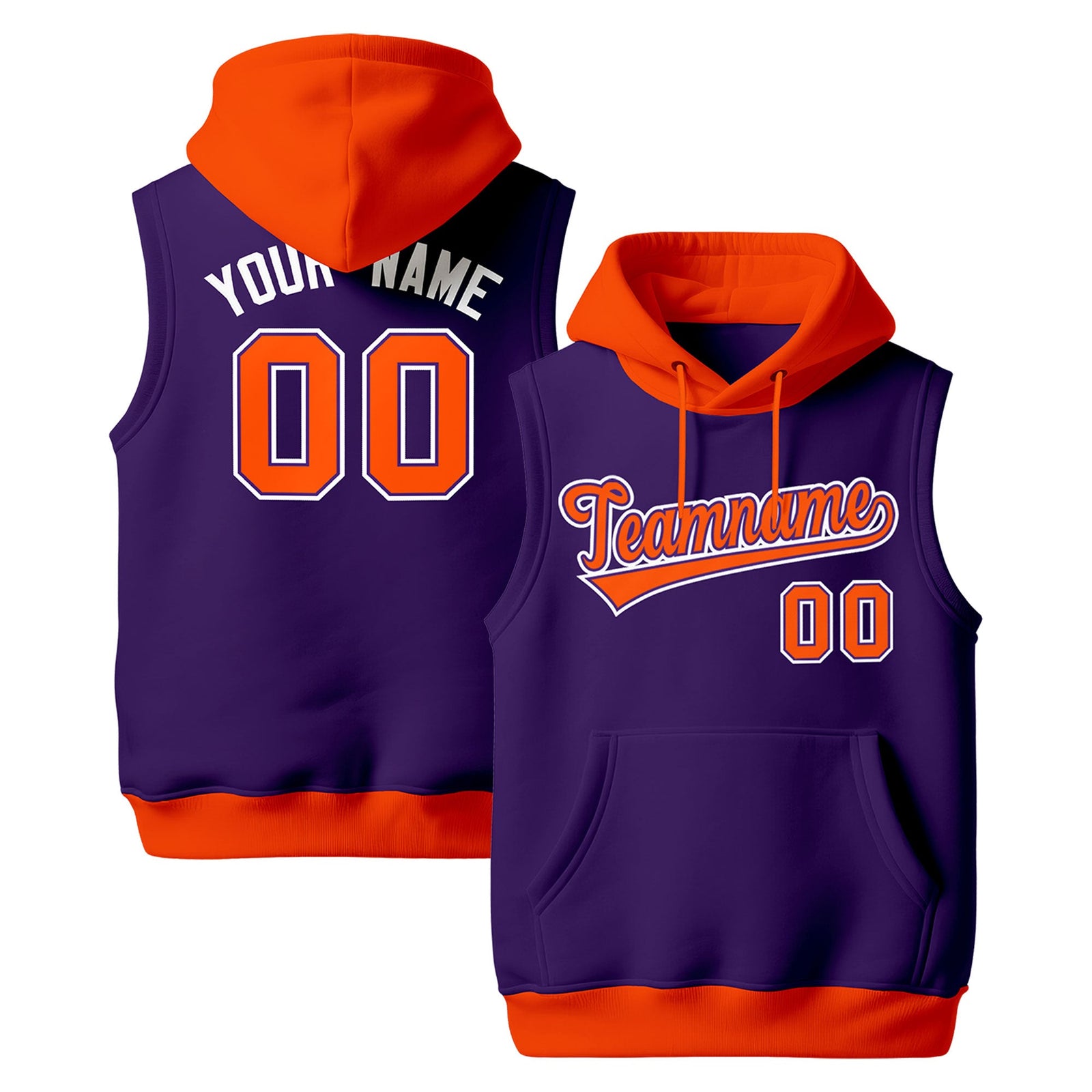 Custom Purple Orange White sleeveless Classic style Hoodie| KXKSHOP