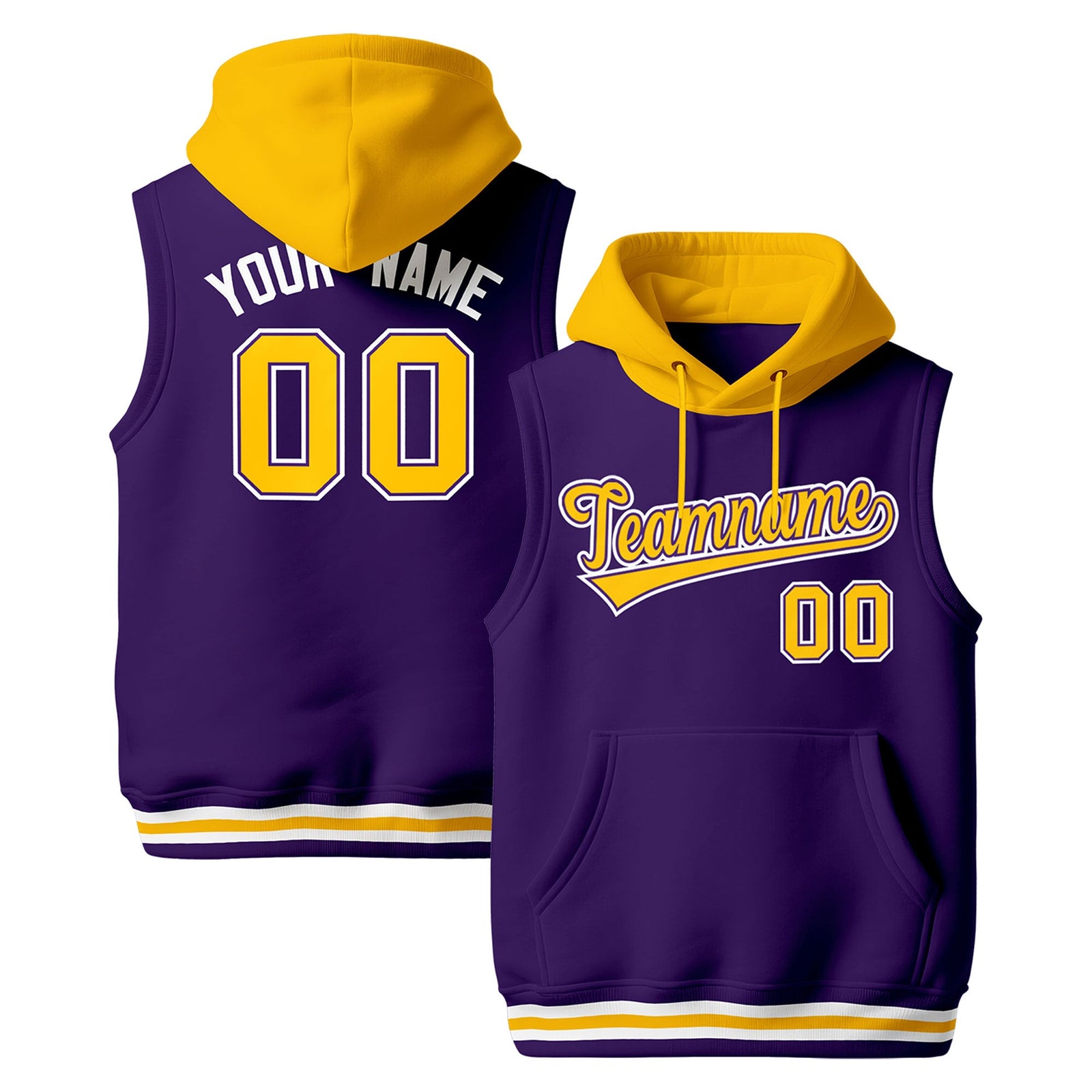 Custom Purple Gold White sleeveless Classic style Hoodie| KXKSHOP