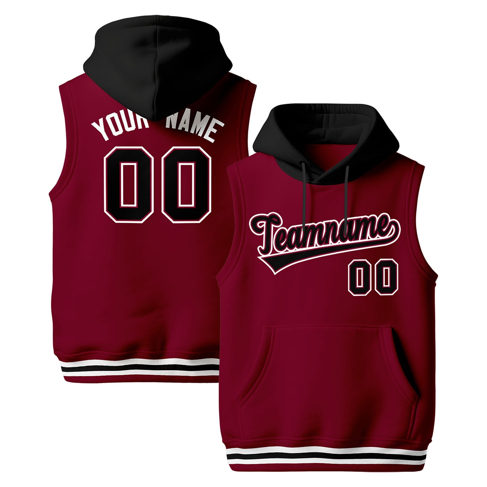 Custom Crimson Black White sleeveless Classic style Hoodie| KXKSHOP