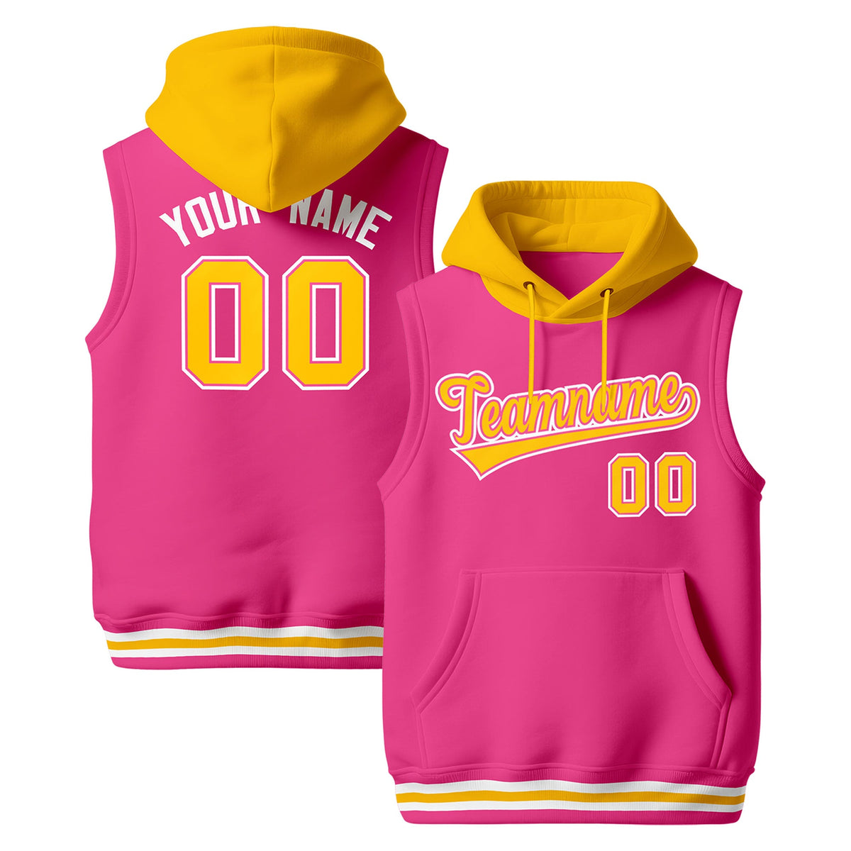 Custom Pink Gold White sleeveless Classic style Hoodie| KXKSHOP