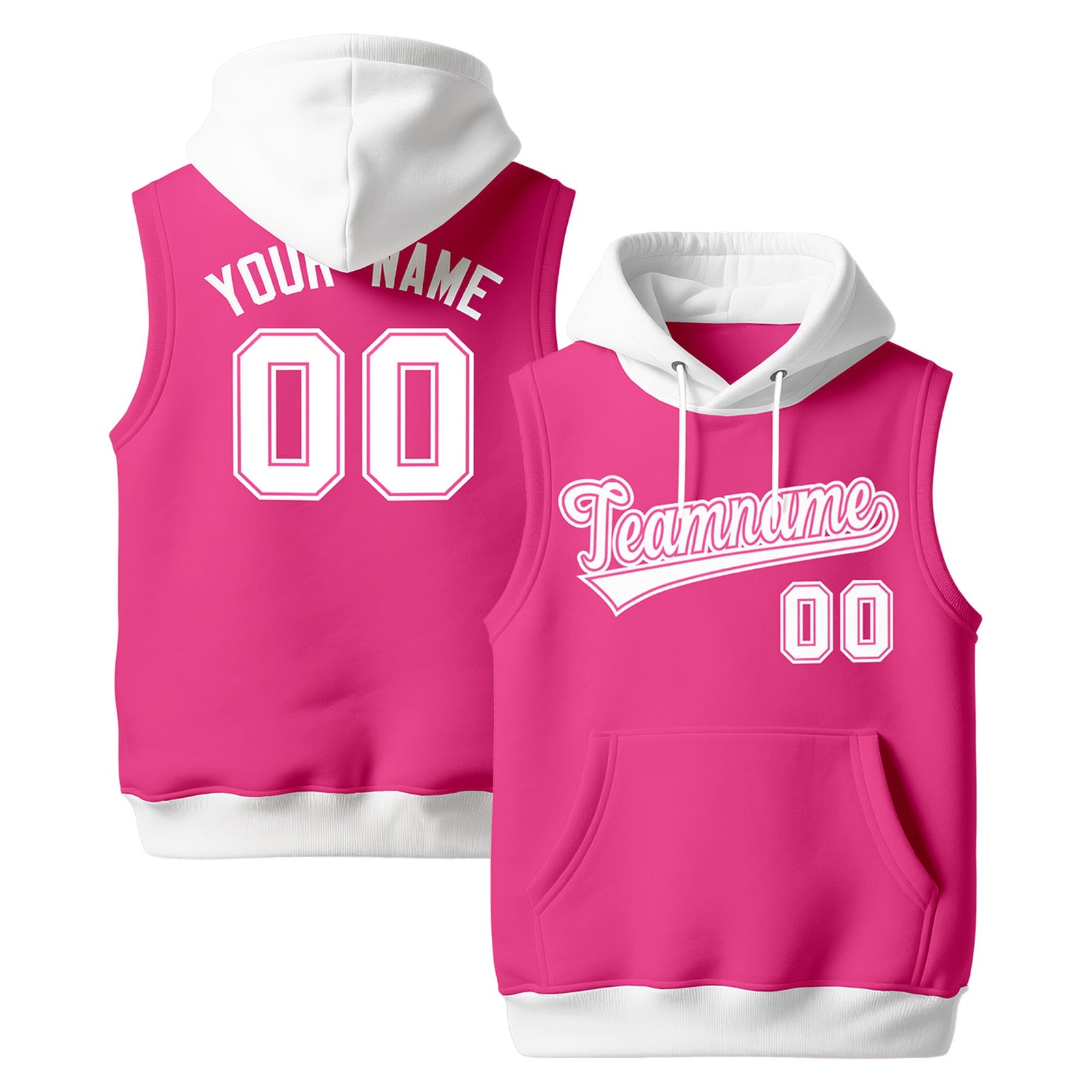 Custom Pink White sleeveless Classic style Hoodie| KXKSHOP