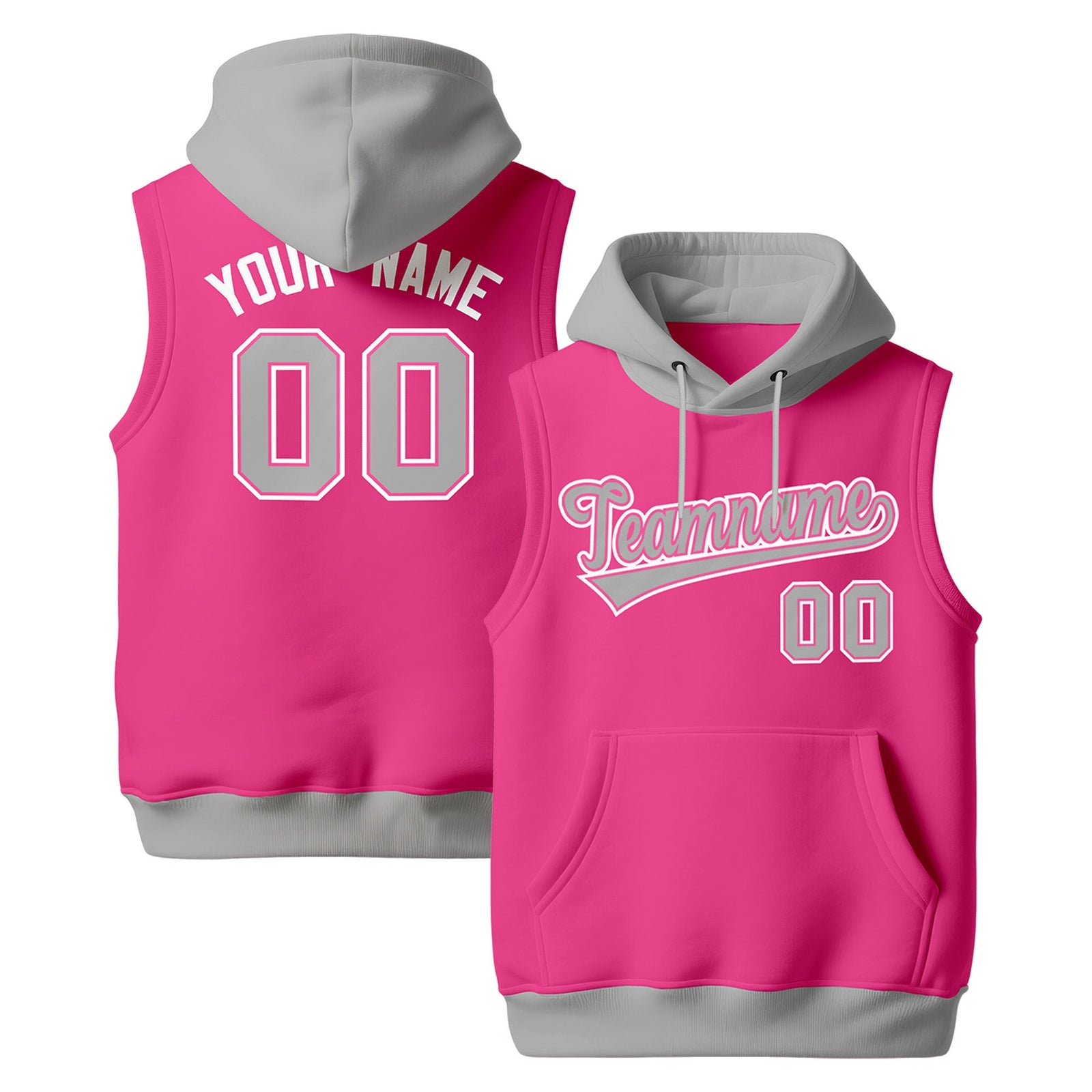 Custom Pink Gray White sleeveless Classic style Hoodie| KXKSHOP