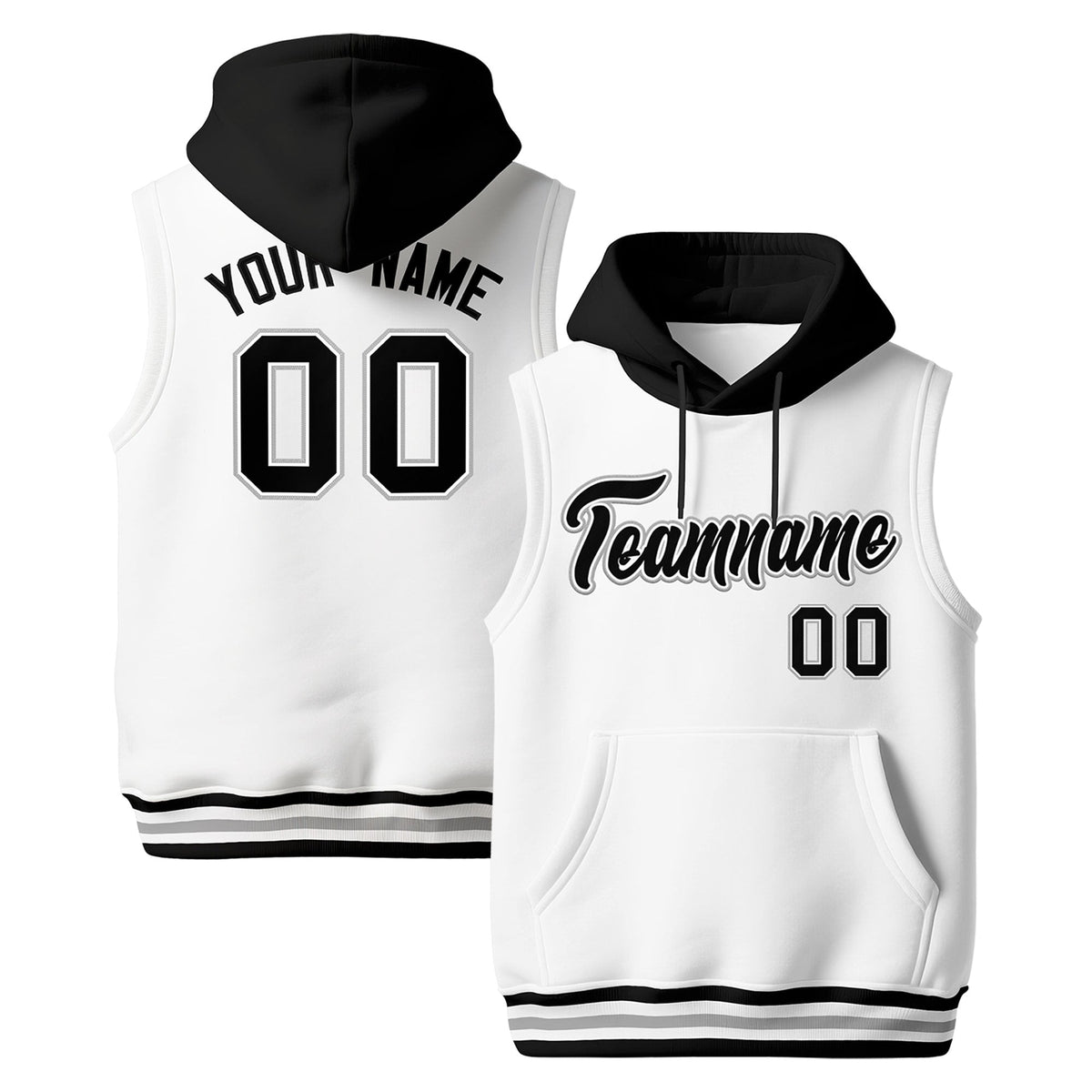 Custom White Black Gray sleeveless Classic style Hoodie| KXKSHOP