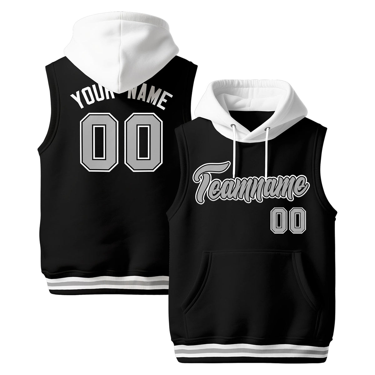 Custom Black White Gray sleeveless Classic style Hoodie| KXKSHOP