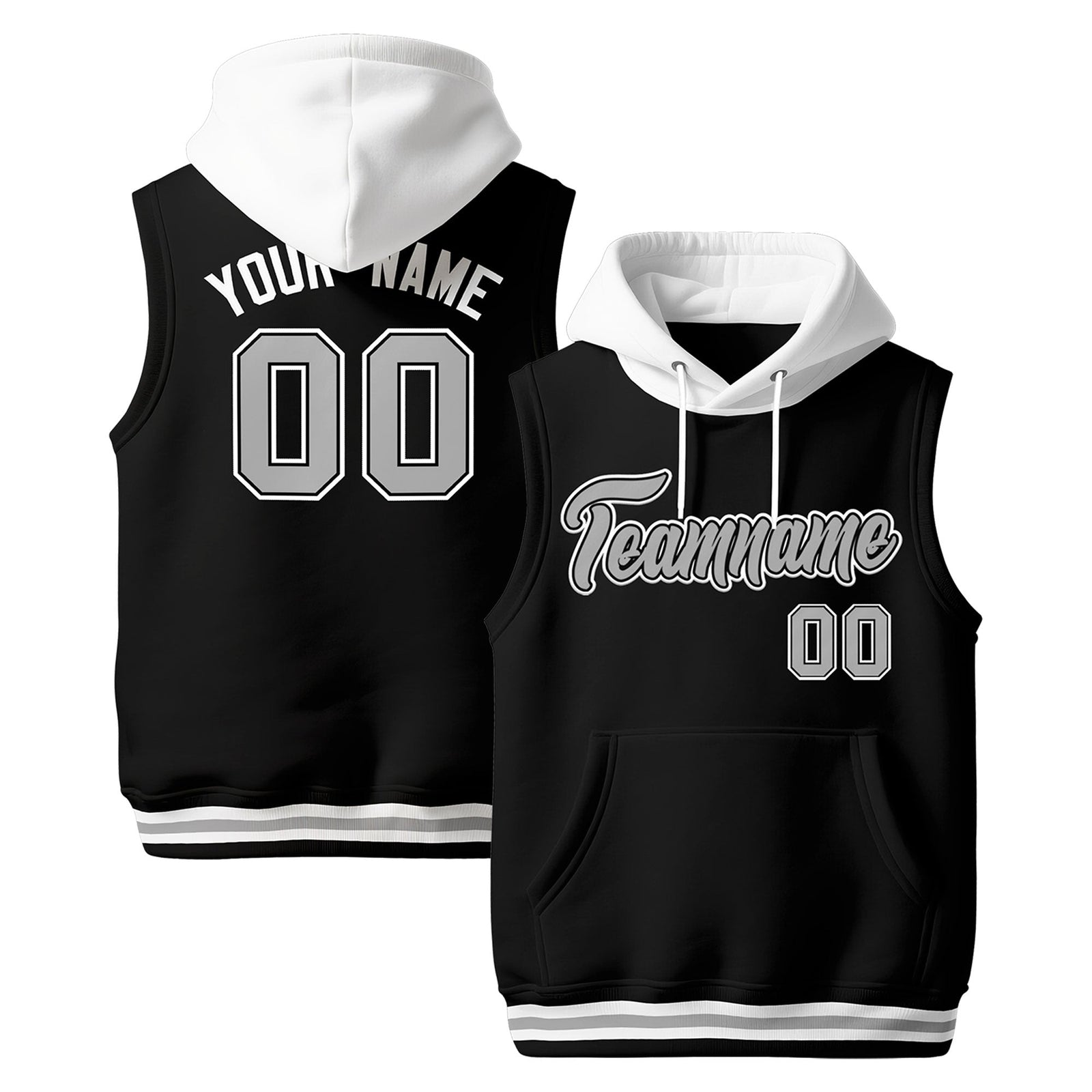 Custom Black White Gray sleeveless Classic style Hoodie| KXKSHOP