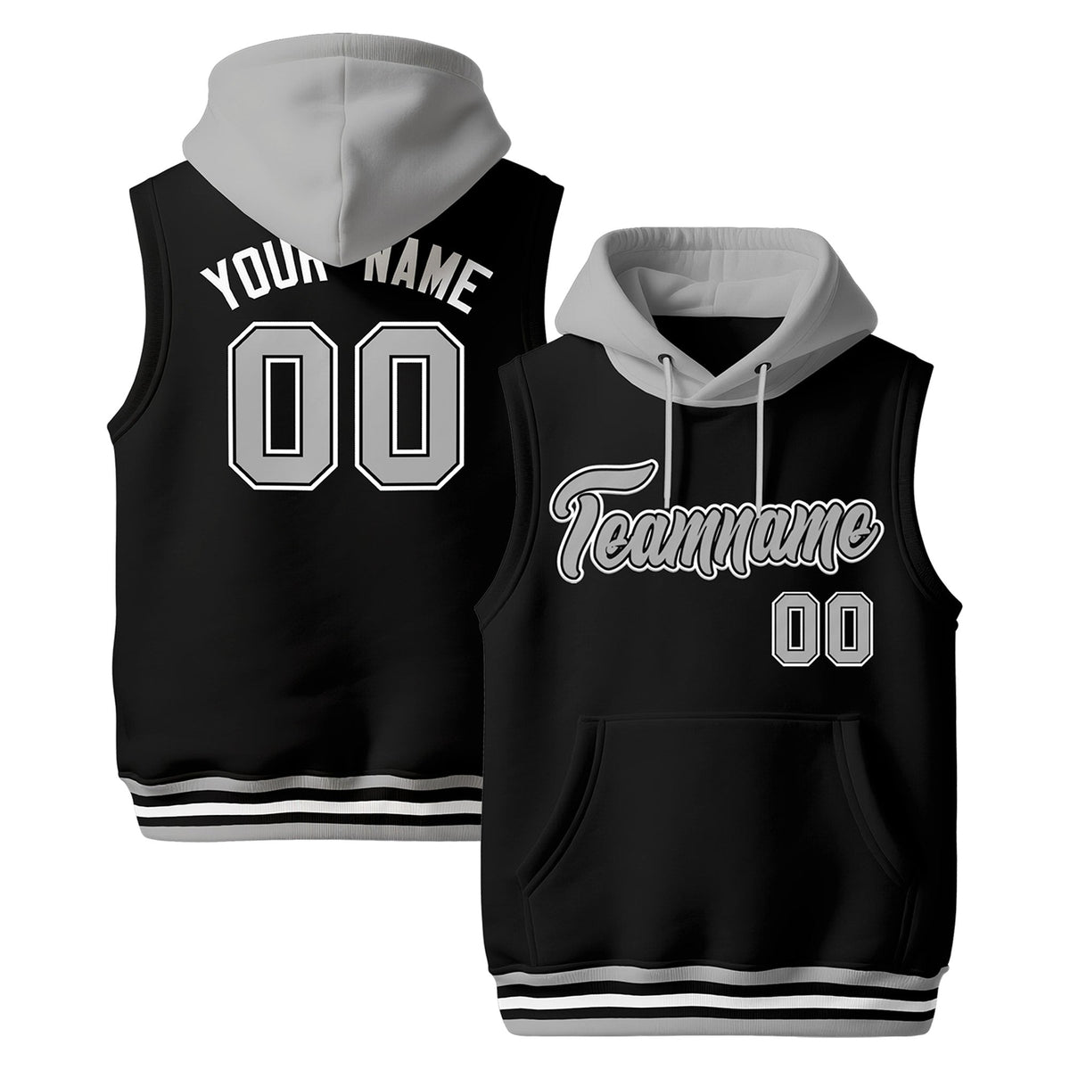 Custom Black Gray White sleeveless Classic style Hoodie| KXKSHOP