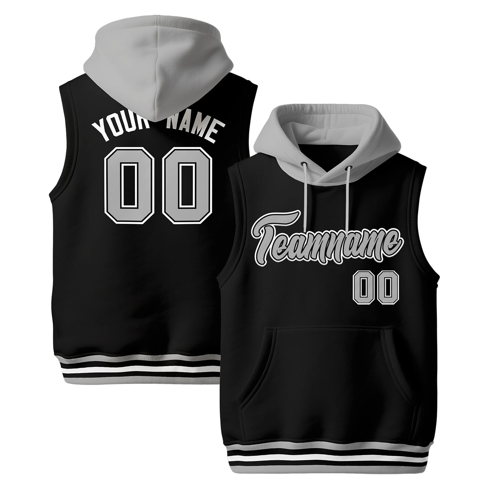 Custom Black Gray White sleeveless Classic style Hoodie| KXKSHOP