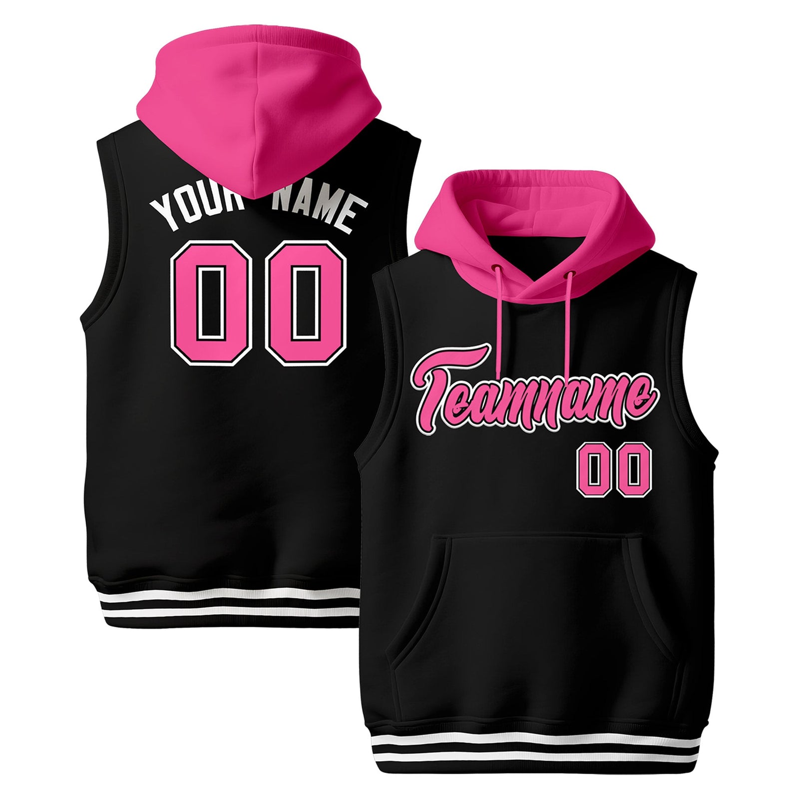 Custom Black Pink White sleeveless Classic style Hoodie| KXKSHOP