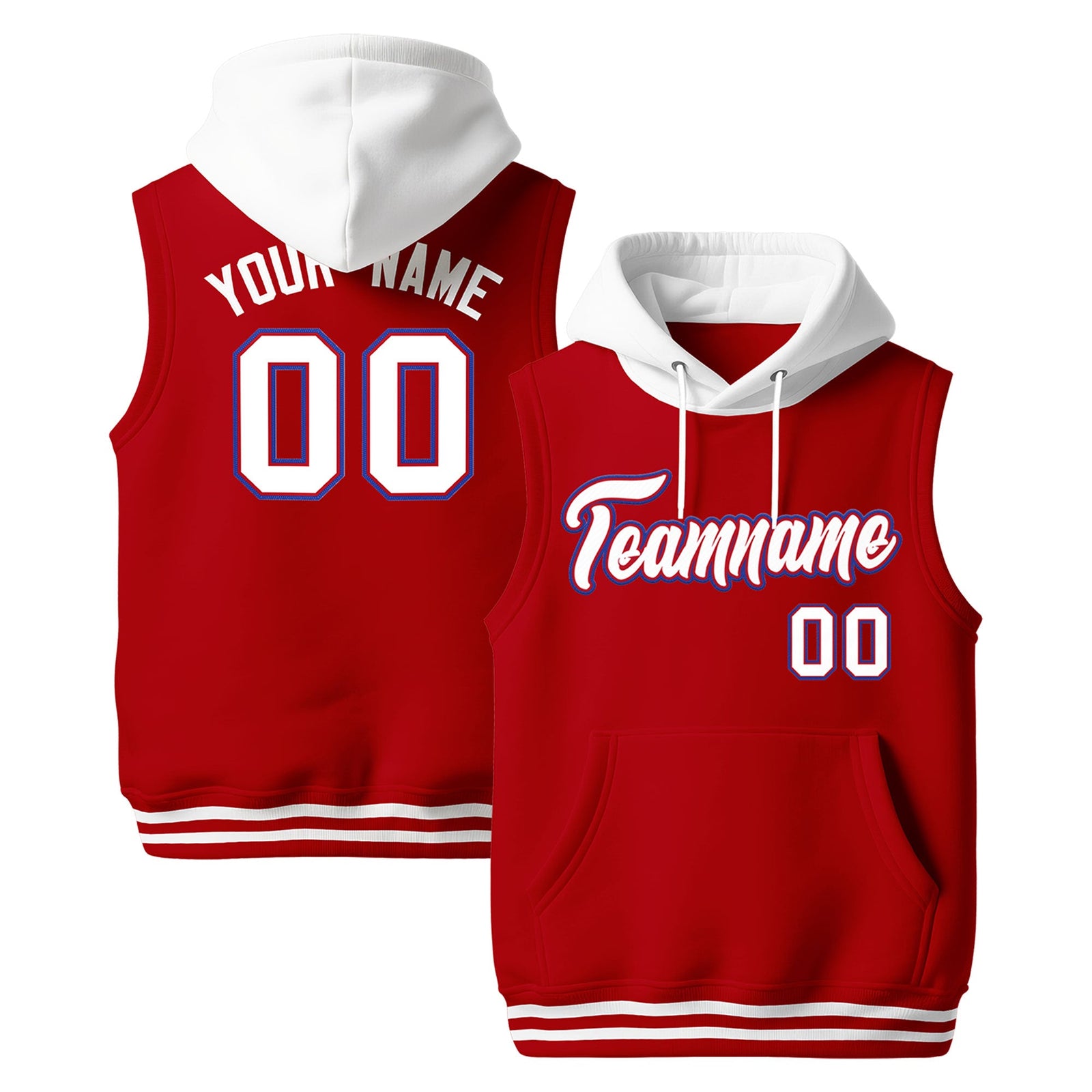 Custom Red White Royal Blue sleeveless Classic style Hoodie| KXKSHOP