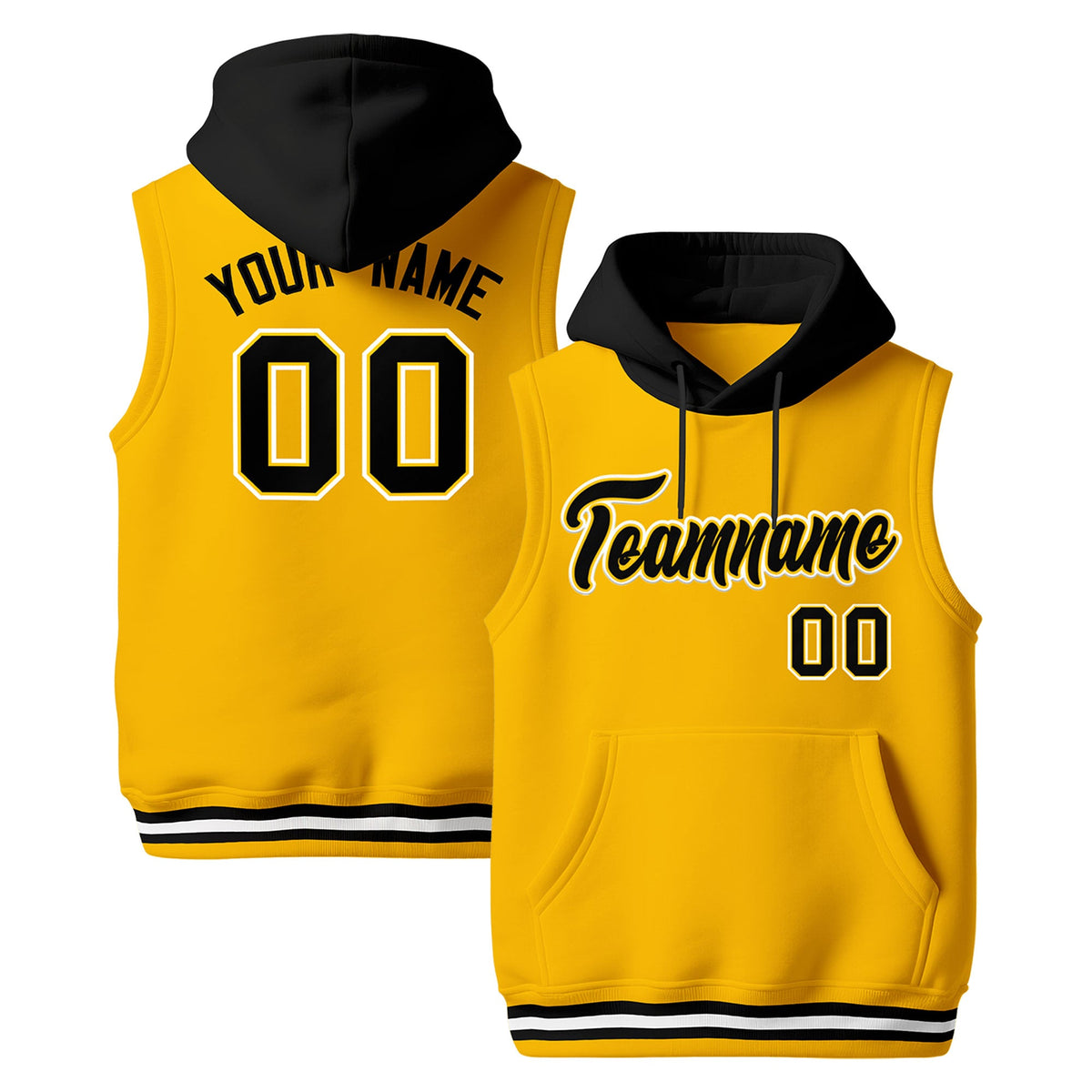 Custom Gold Black White sleeveless Classic style Hoodie| KXKSHOP