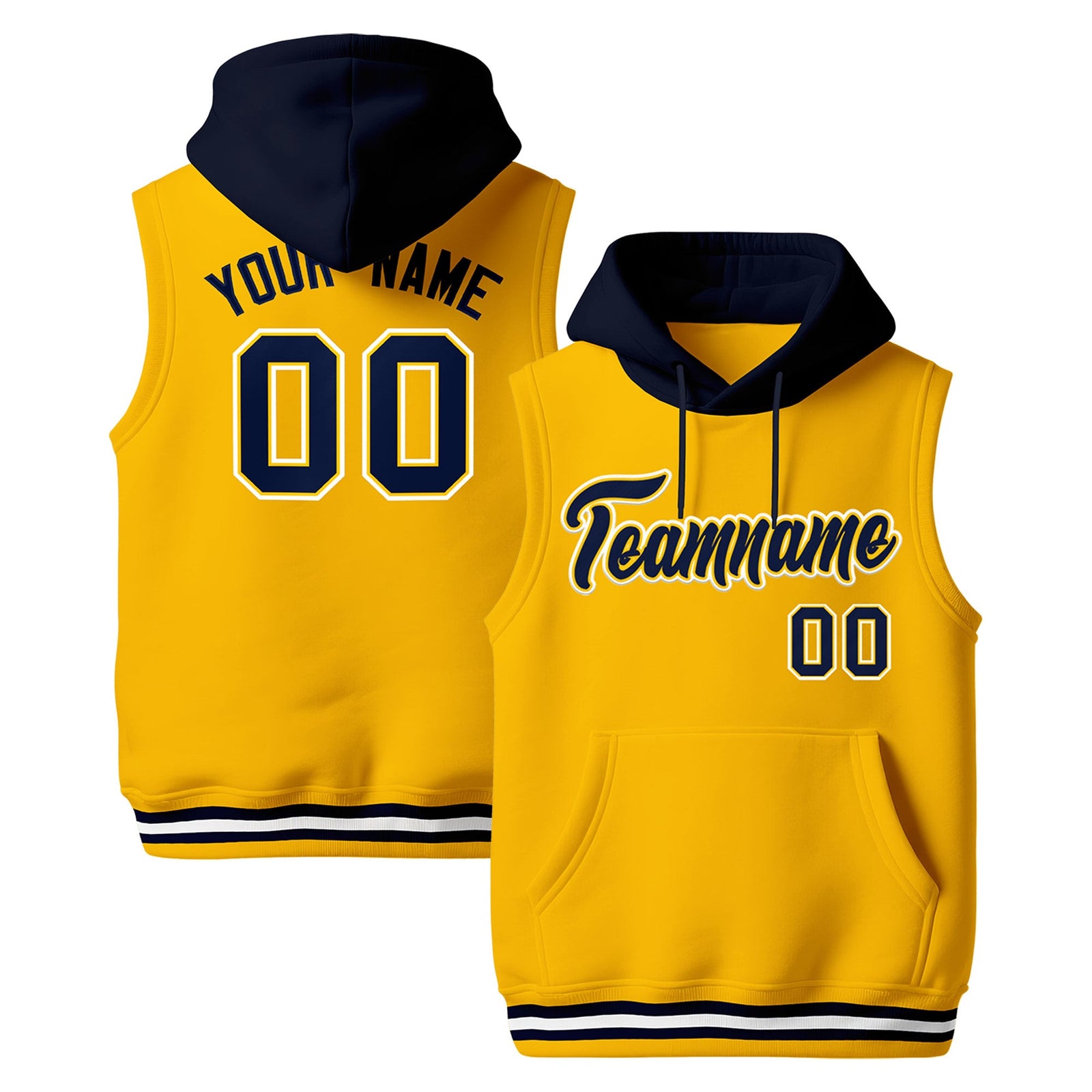Custom Gold Navy White sleeveless Classic style Hoodie| KXKSHOP