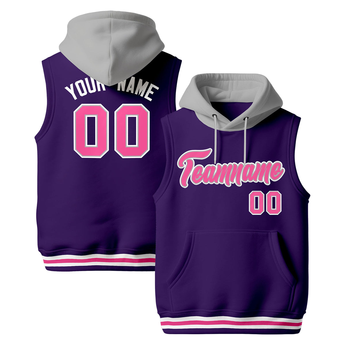 Custom Purple Gray White sleeveless Classic style Hoodie| KXKSHOP