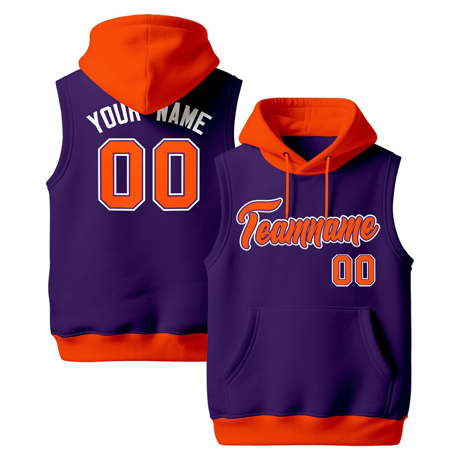 Custom Purple Orange White sleeveless Classic style Hoodie| KXKSHOP