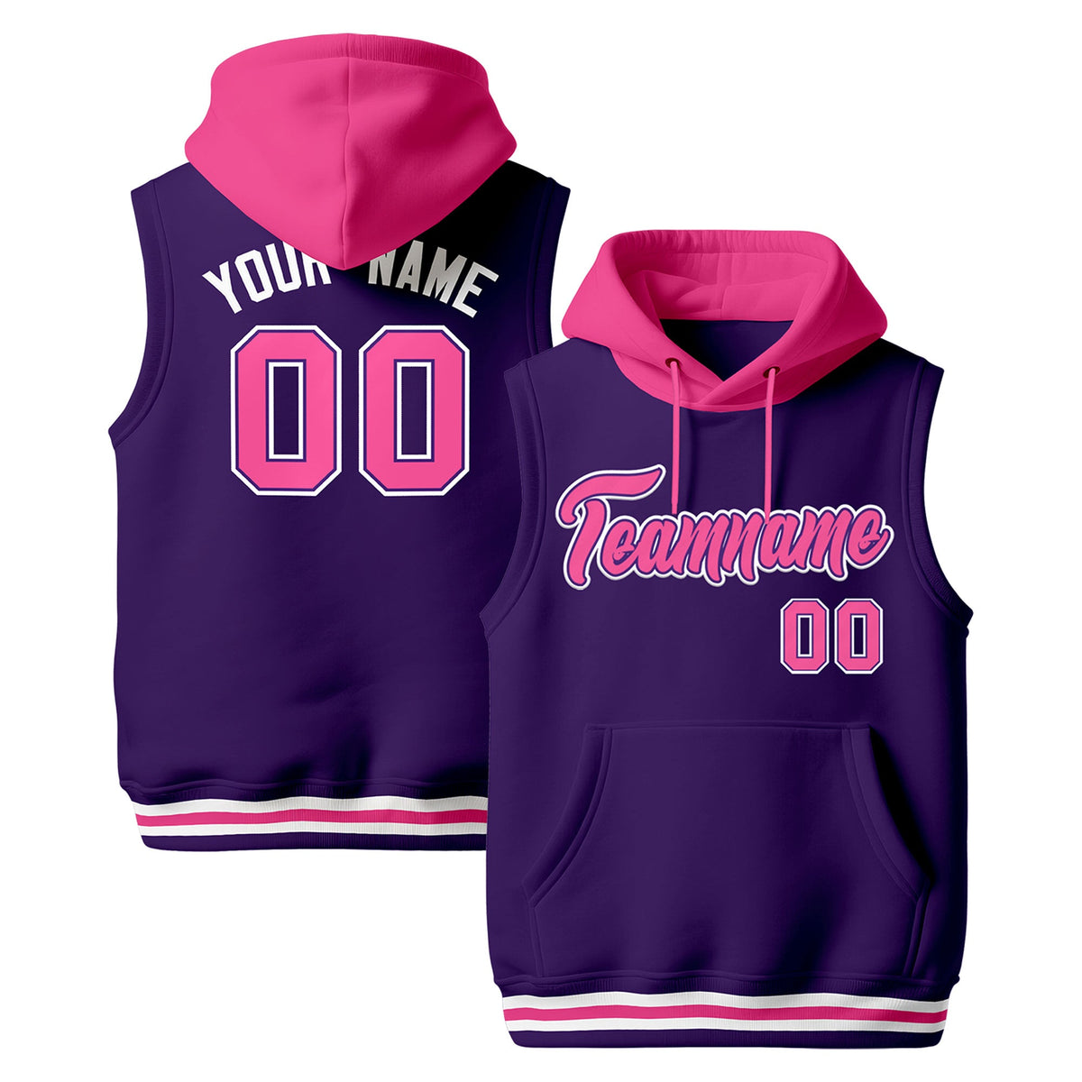Custom Purple Pink White sleeveless Classic style Hoodie| KXKSHOP