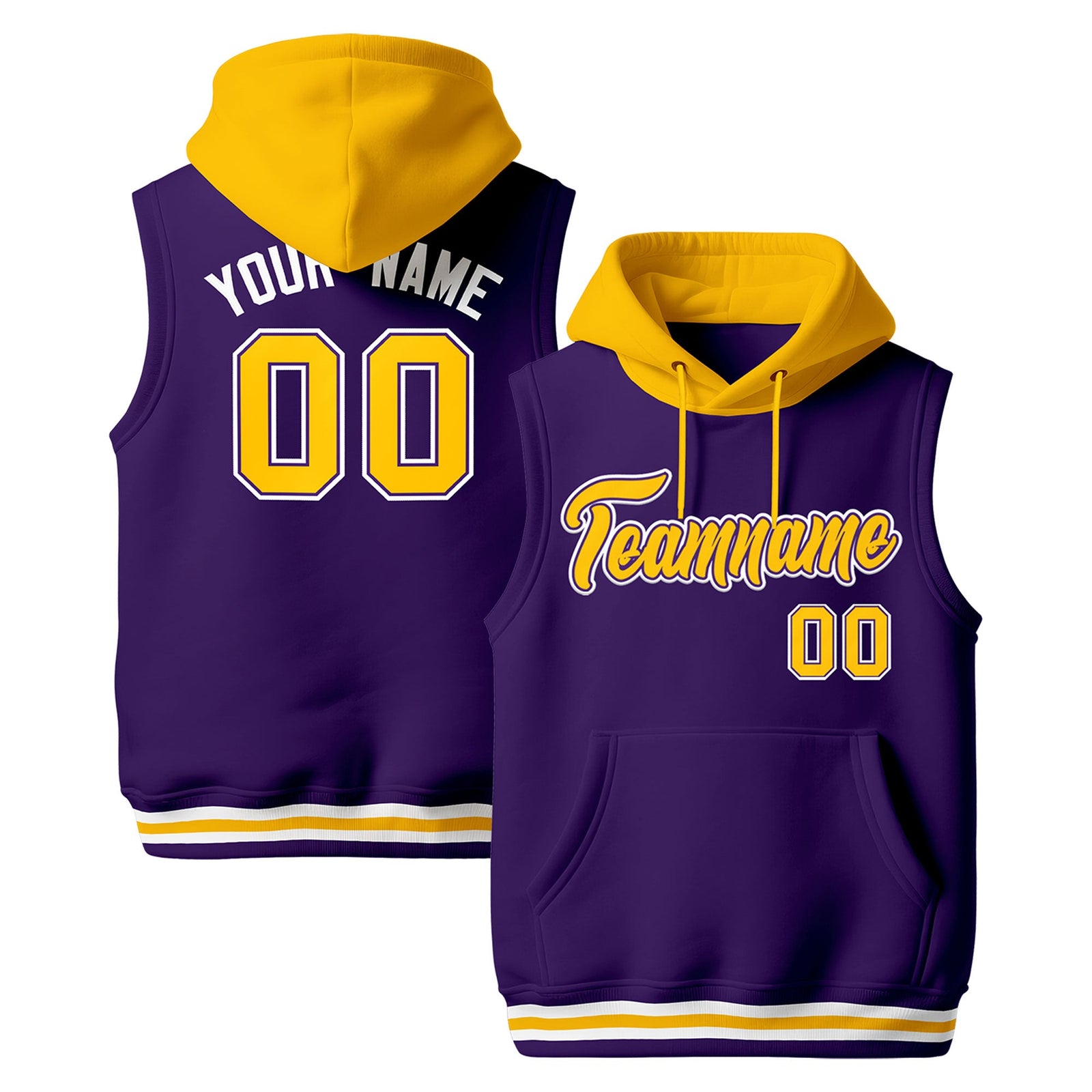 Custom Purple Gold White sleeveless Classic style Hoodie| KXKSHOP